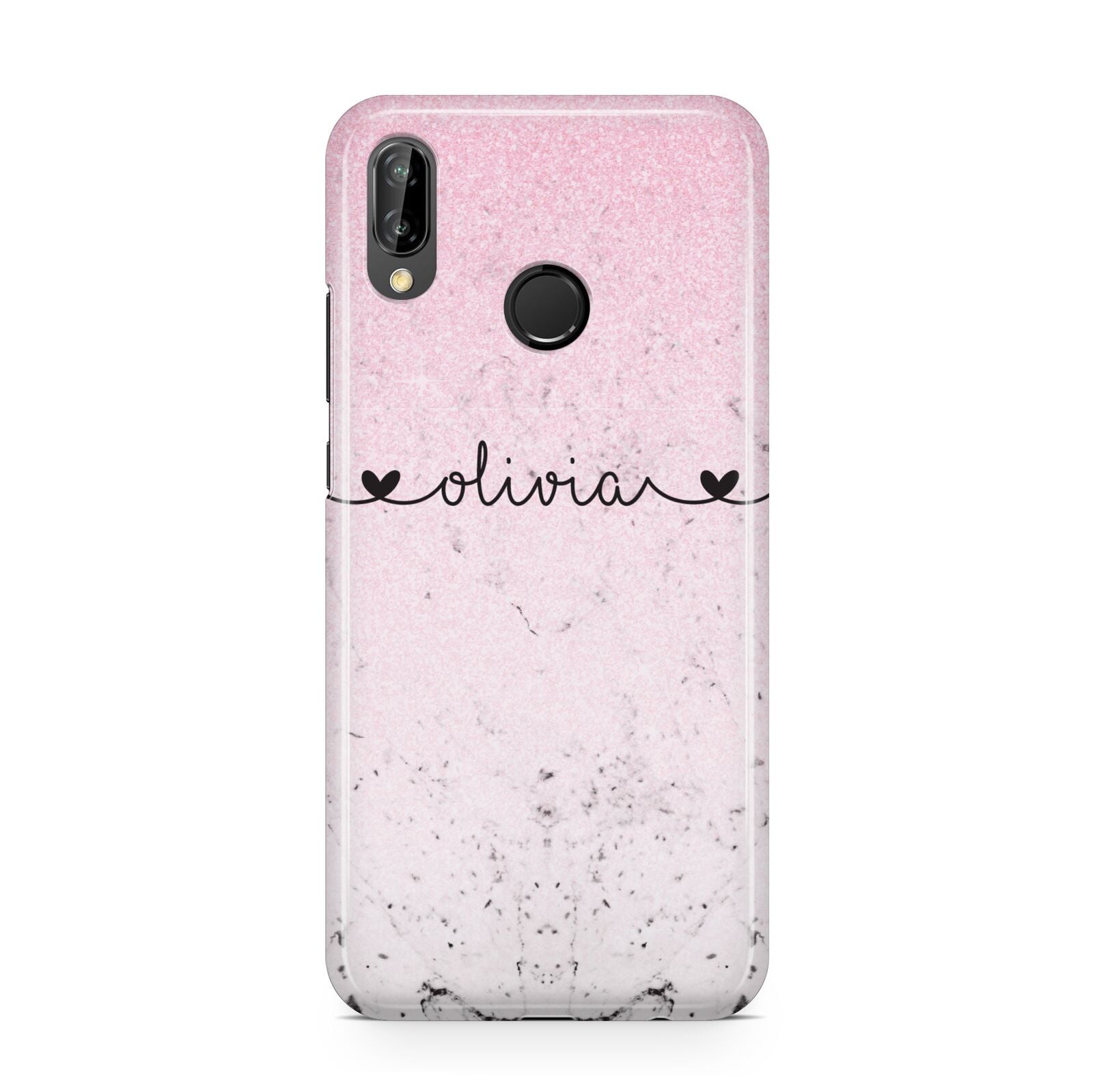 Personalised Faux Glitter Marble Name Huawei P20 Lite Phone Case