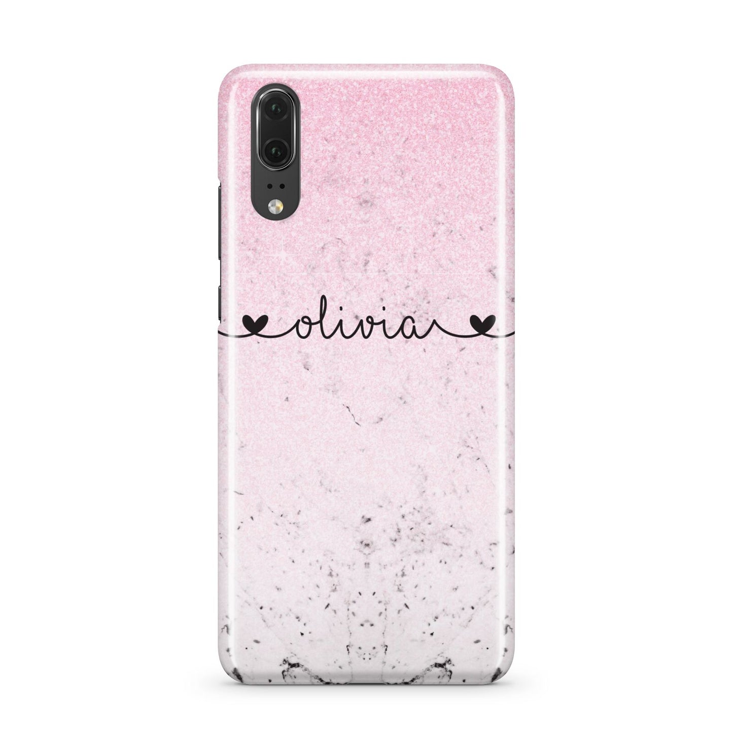 Personalised Faux Glitter Marble Name Huawei P20 Phone Case