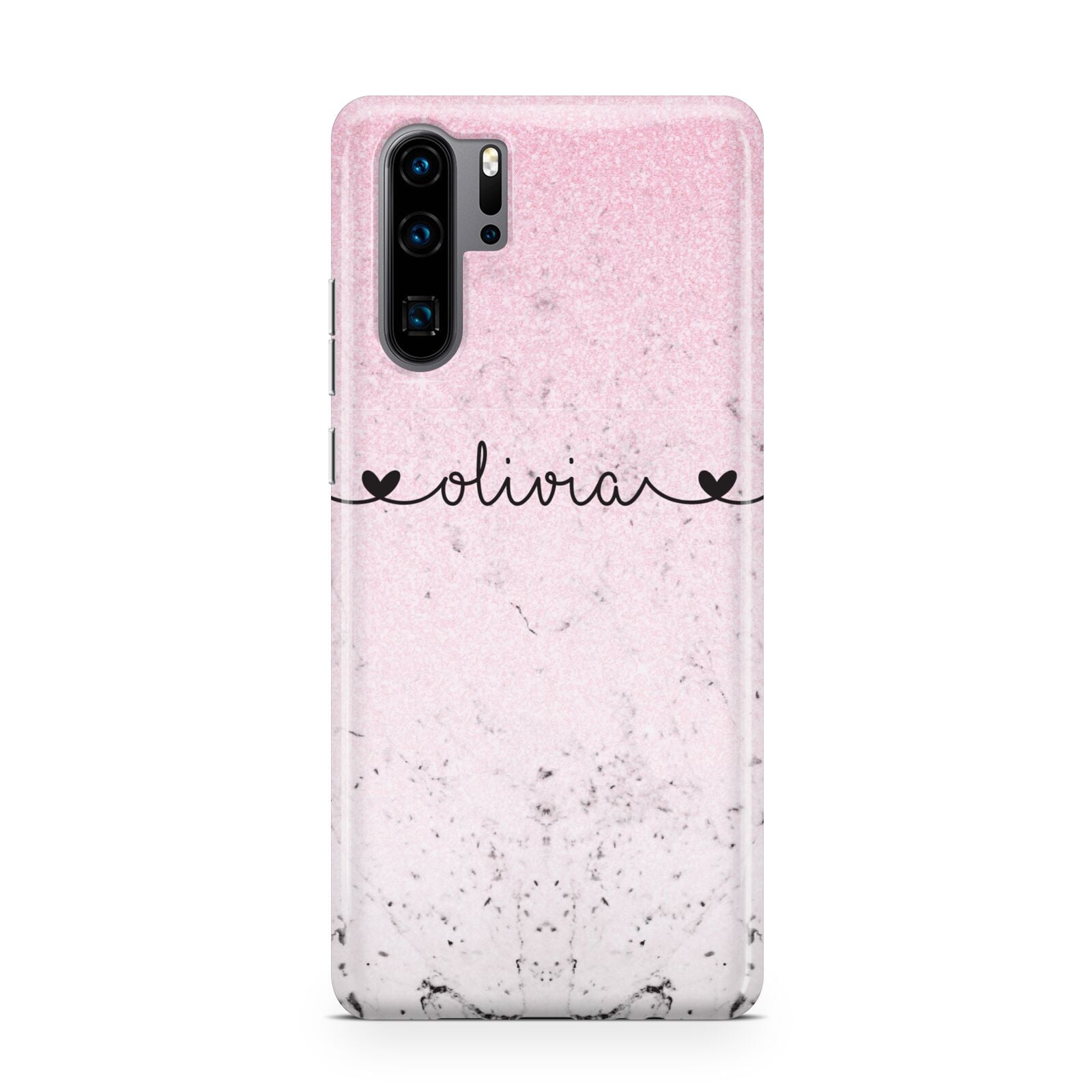 Personalised Faux Glitter Marble Name Huawei P30 Pro Phone Case