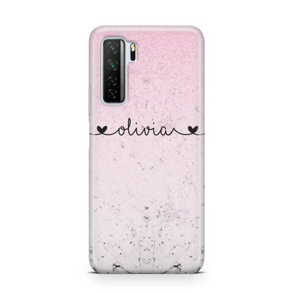 Personalised Faux Glitter Marble Name Huawei P40 Lite 5G Phone Case
