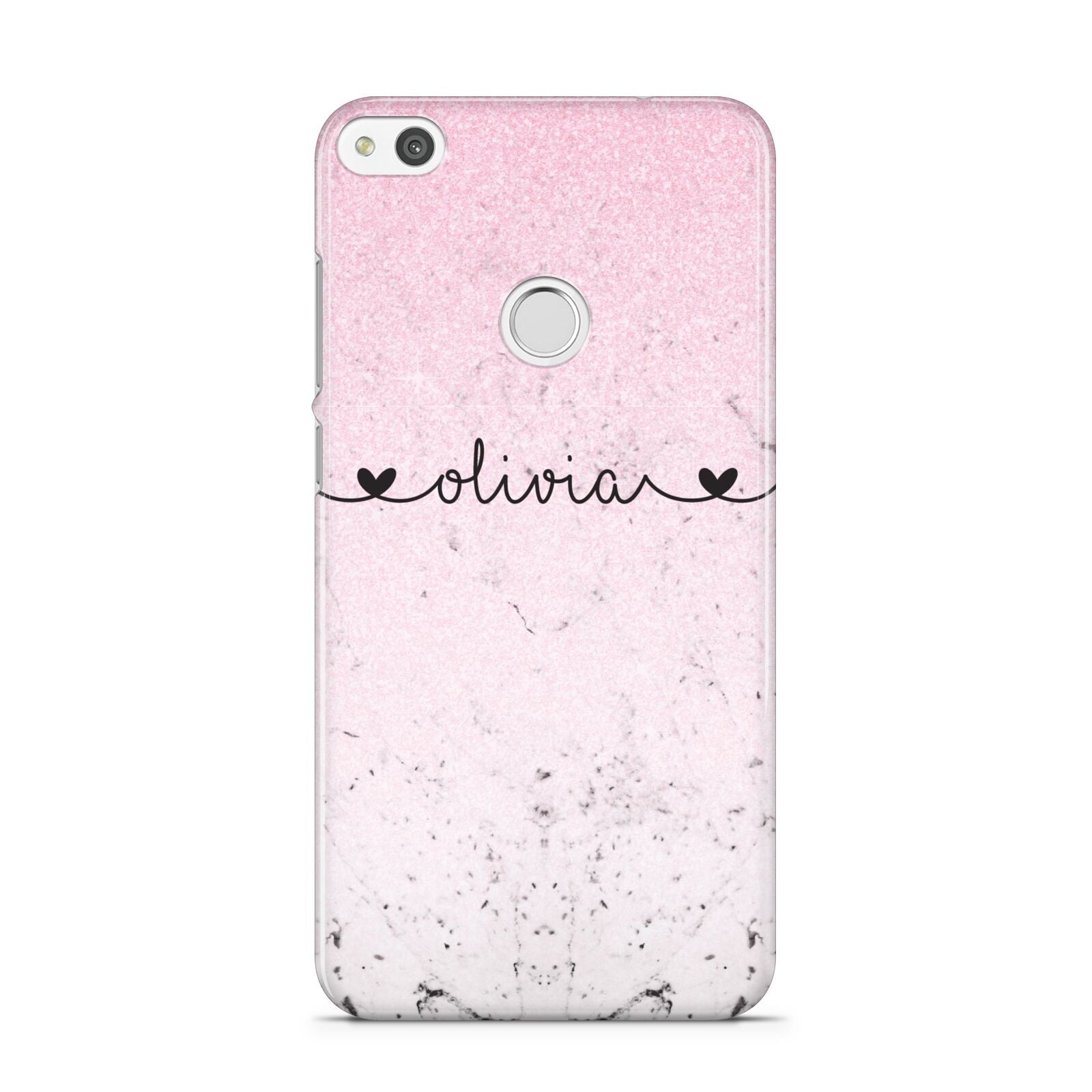 Personalised Faux Glitter Marble Name Huawei P8 Lite Case