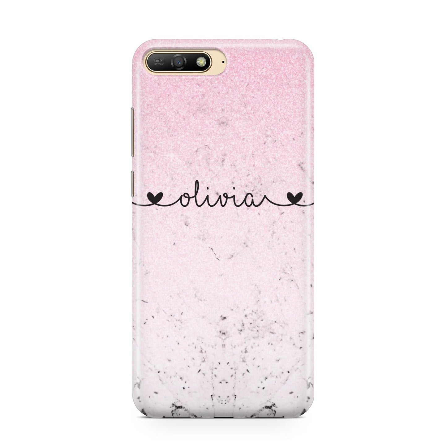 Personalised Faux Glitter Marble Name Huawei Y6 2018