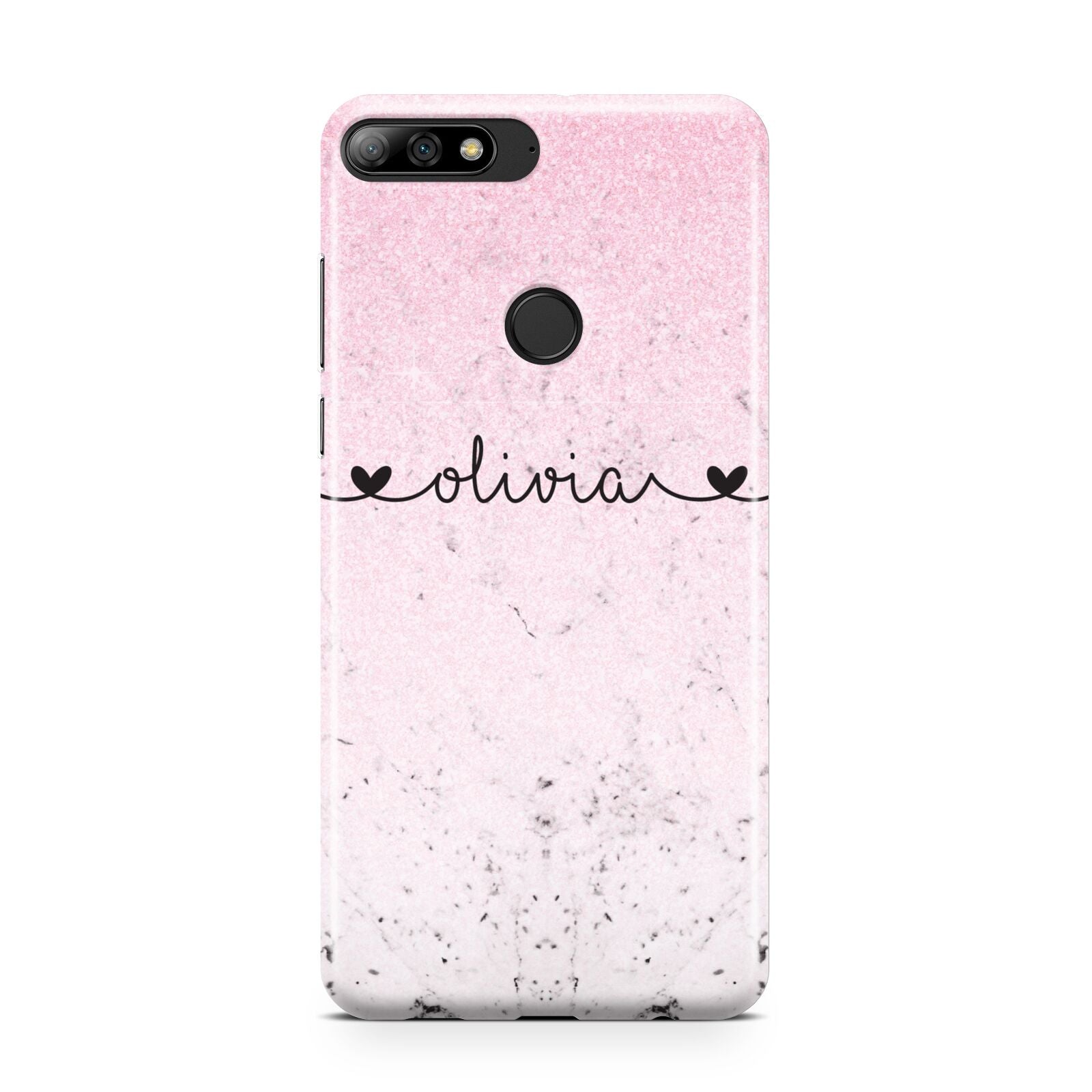 Personalised Faux Glitter Marble Name Huawei Y7 2018