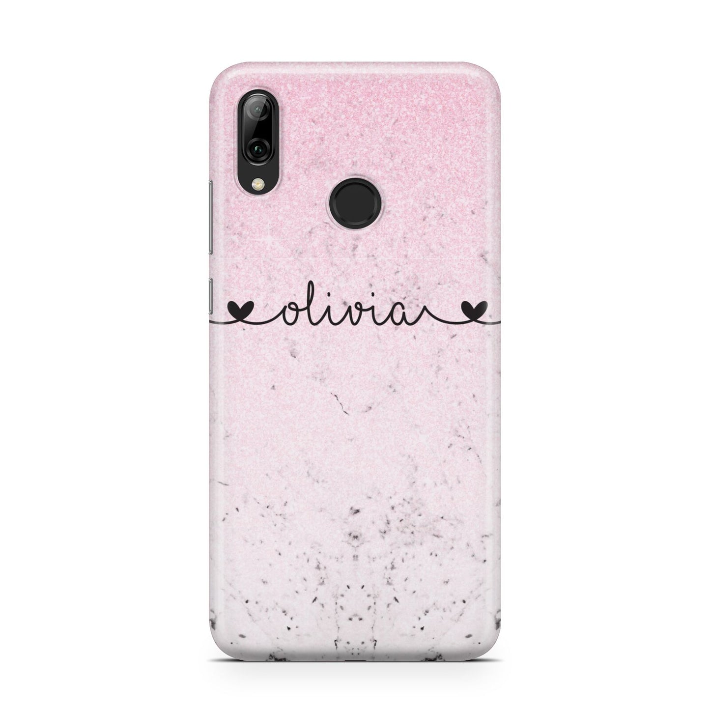 Personalised Faux Glitter Marble Name Huawei Y7 2019