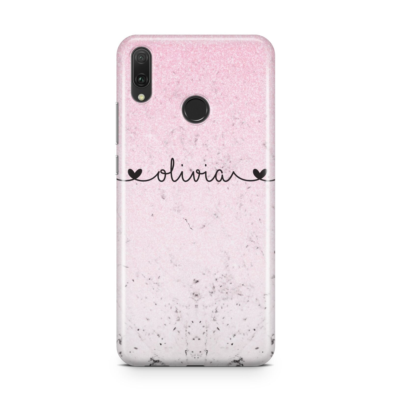 Personalised Faux Glitter Marble Name Huawei Y9 2019