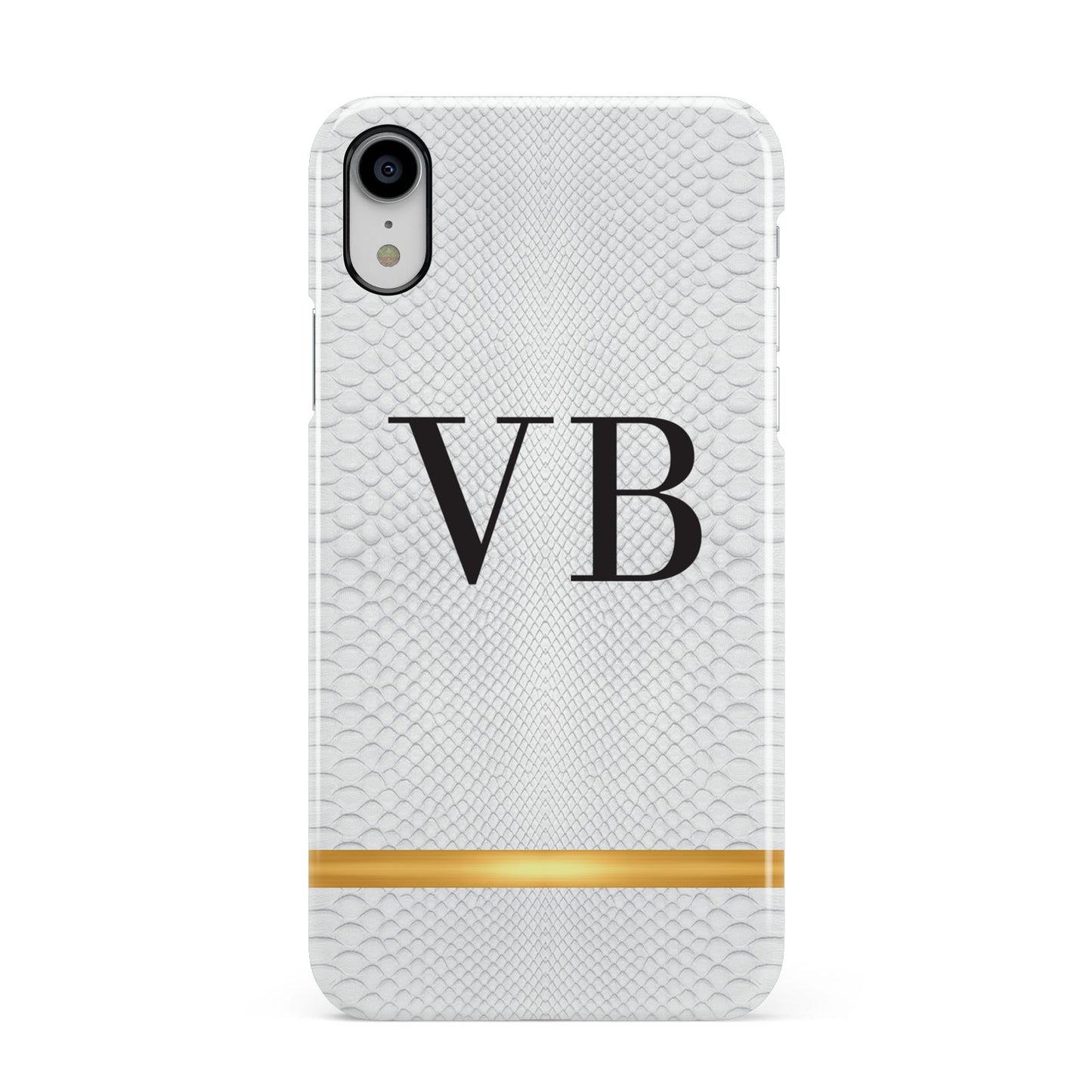 Personalised Faux Snakeskin Initials Apple iPhone XR White 3D Snap Case