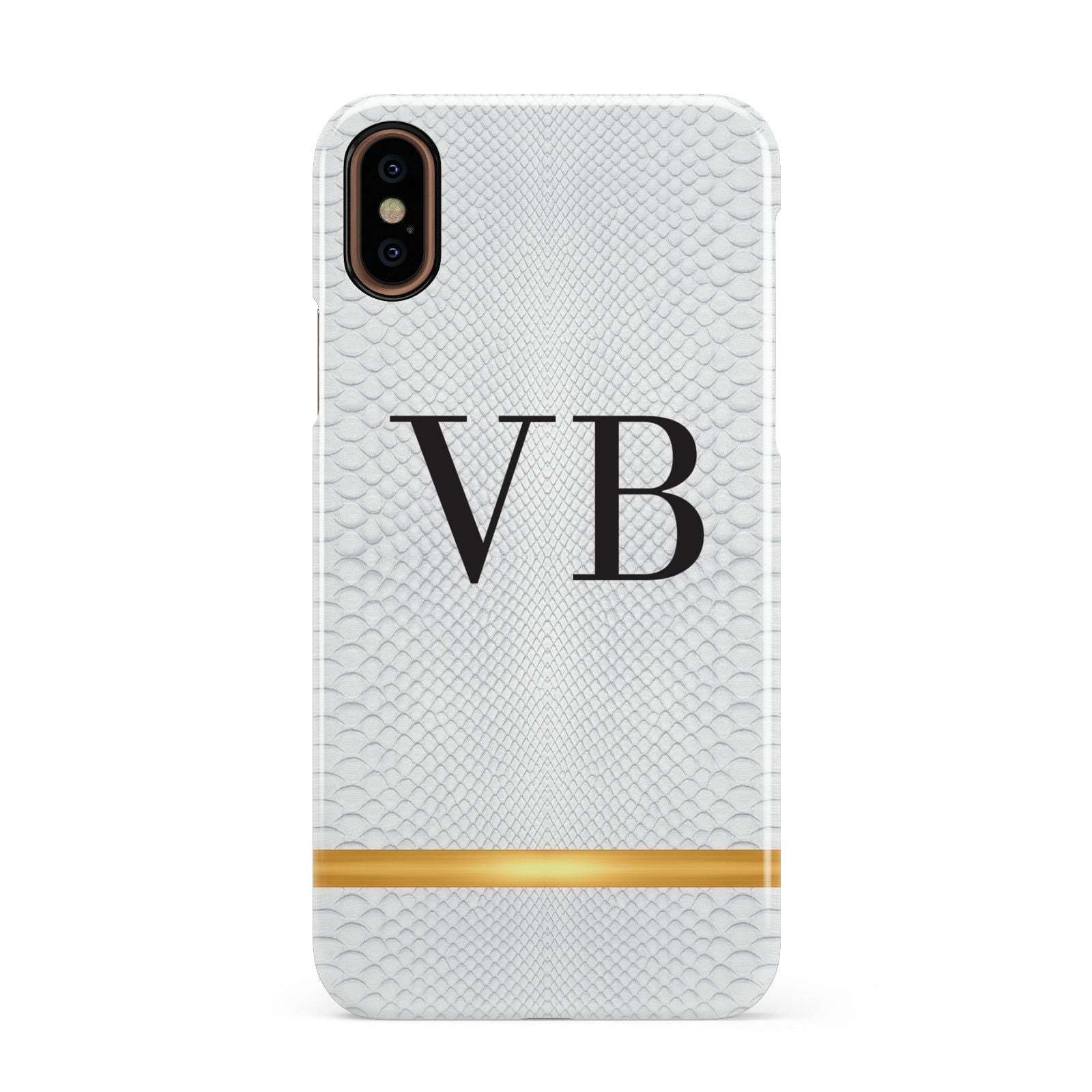 Personalised Faux Snakeskin Initials Apple iPhone XS 3D Snap Case