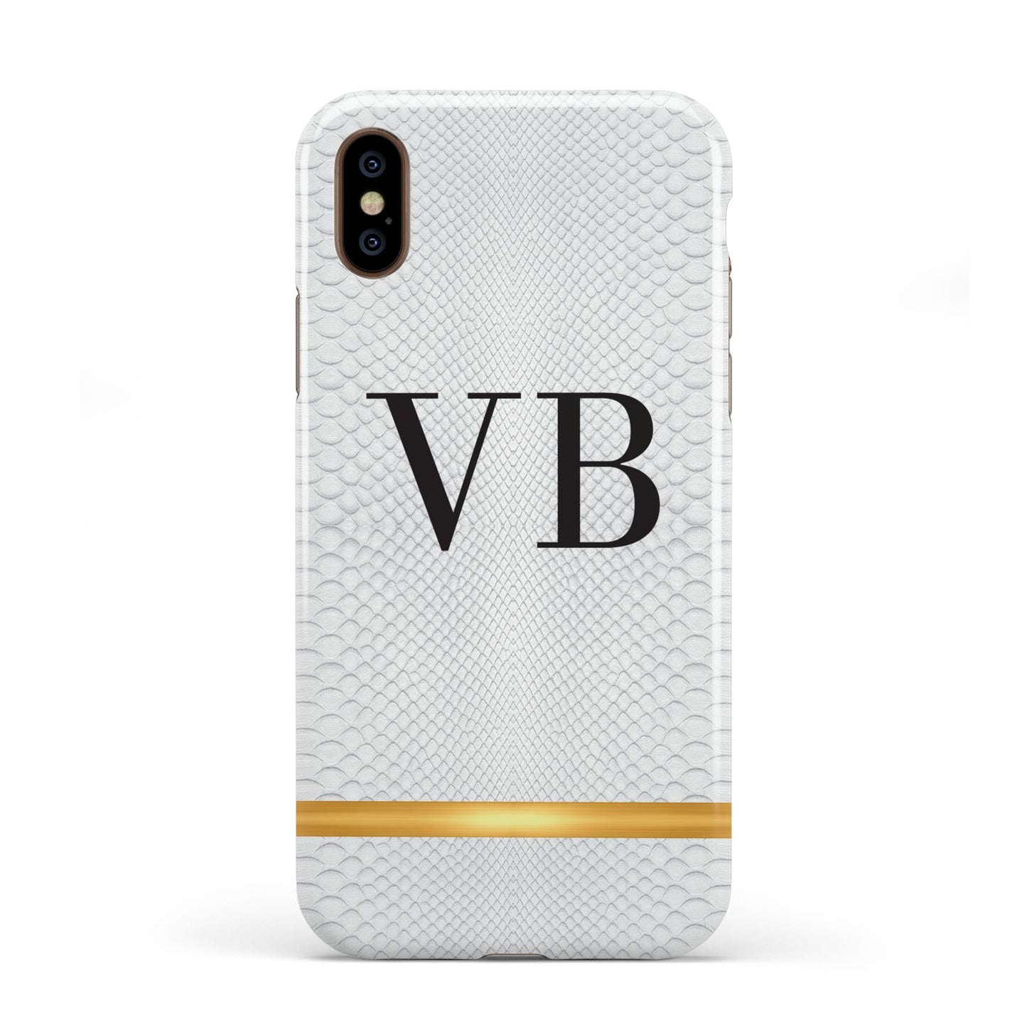 Personalised Faux Snakeskin Initials Apple iPhone XS 3D Tough