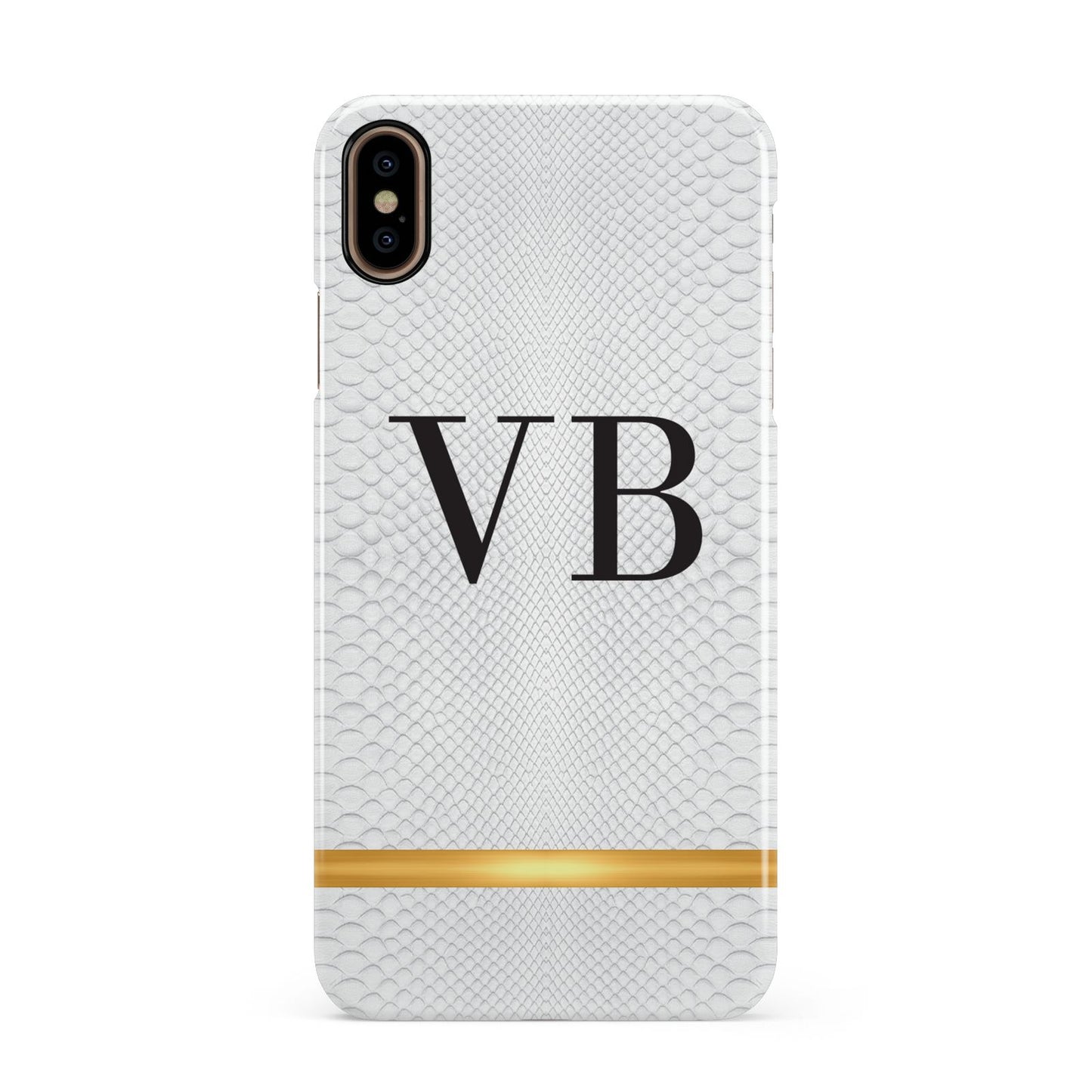 Personalised Faux Snakeskin Initials Apple iPhone Xs Max 3D Snap Case