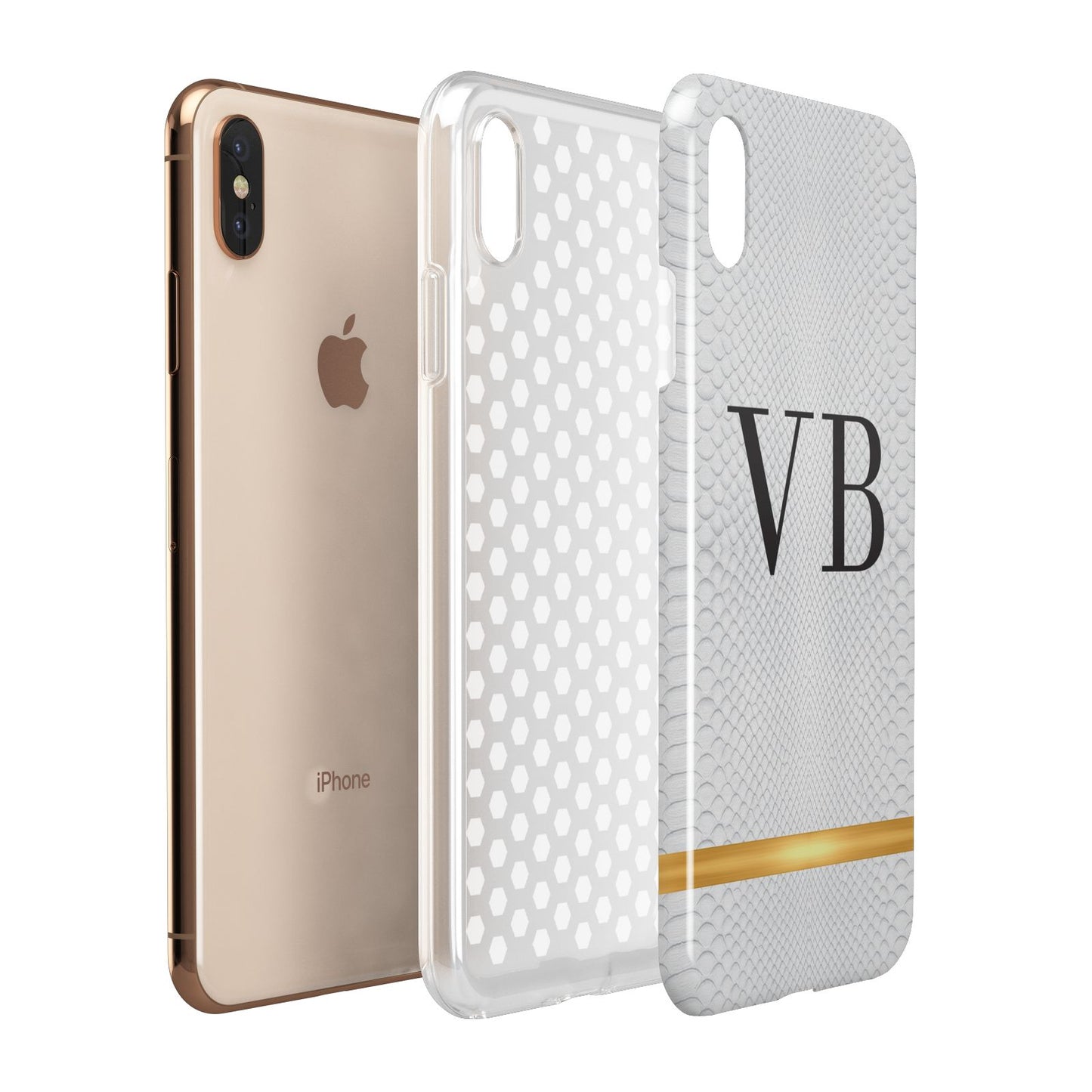 Personalised Faux Snakeskin Initials Apple iPhone Xs Max 3D Tough Case Expanded View