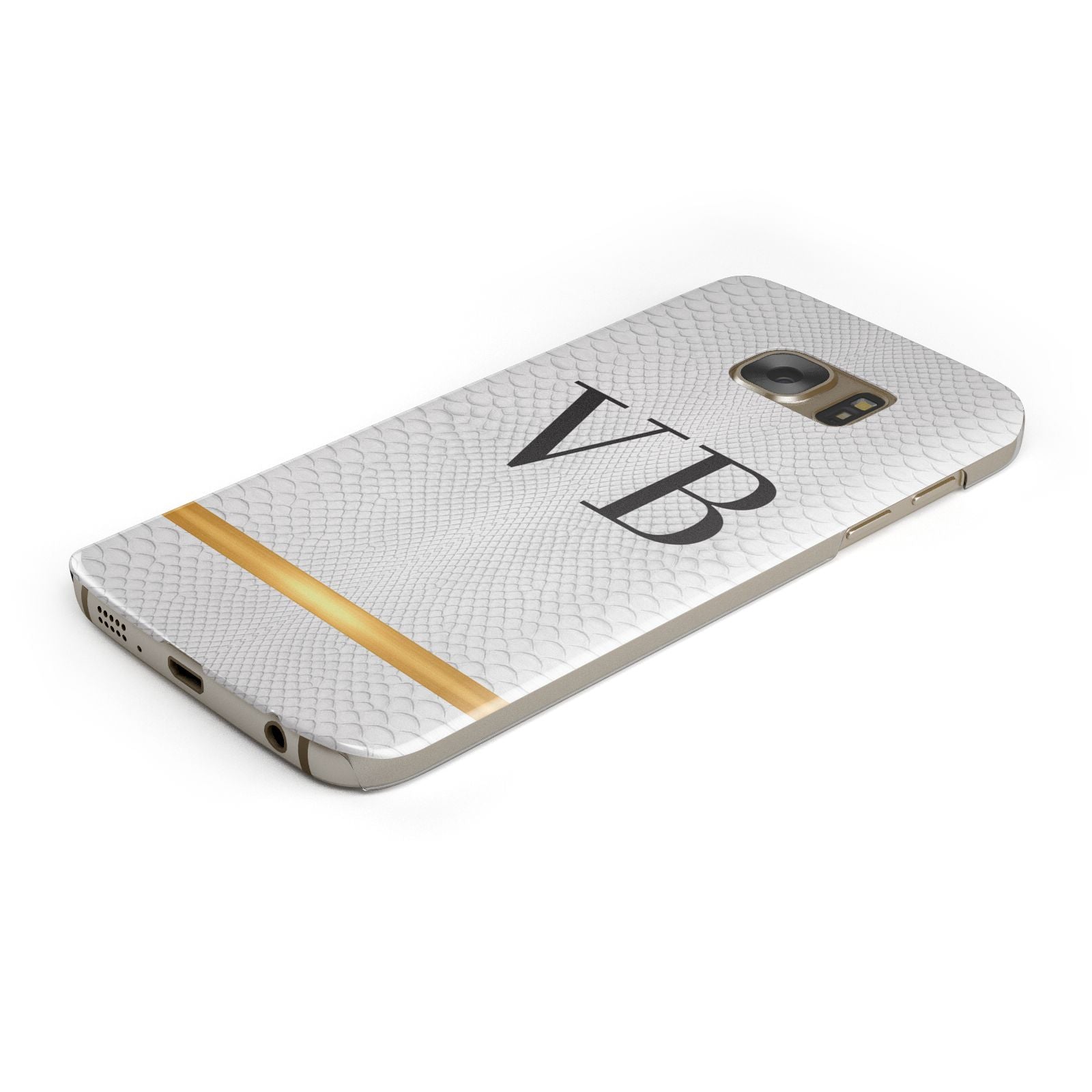 Personalised Faux Snakeskin Initials Samsung Galaxy Case Bottom Cutout