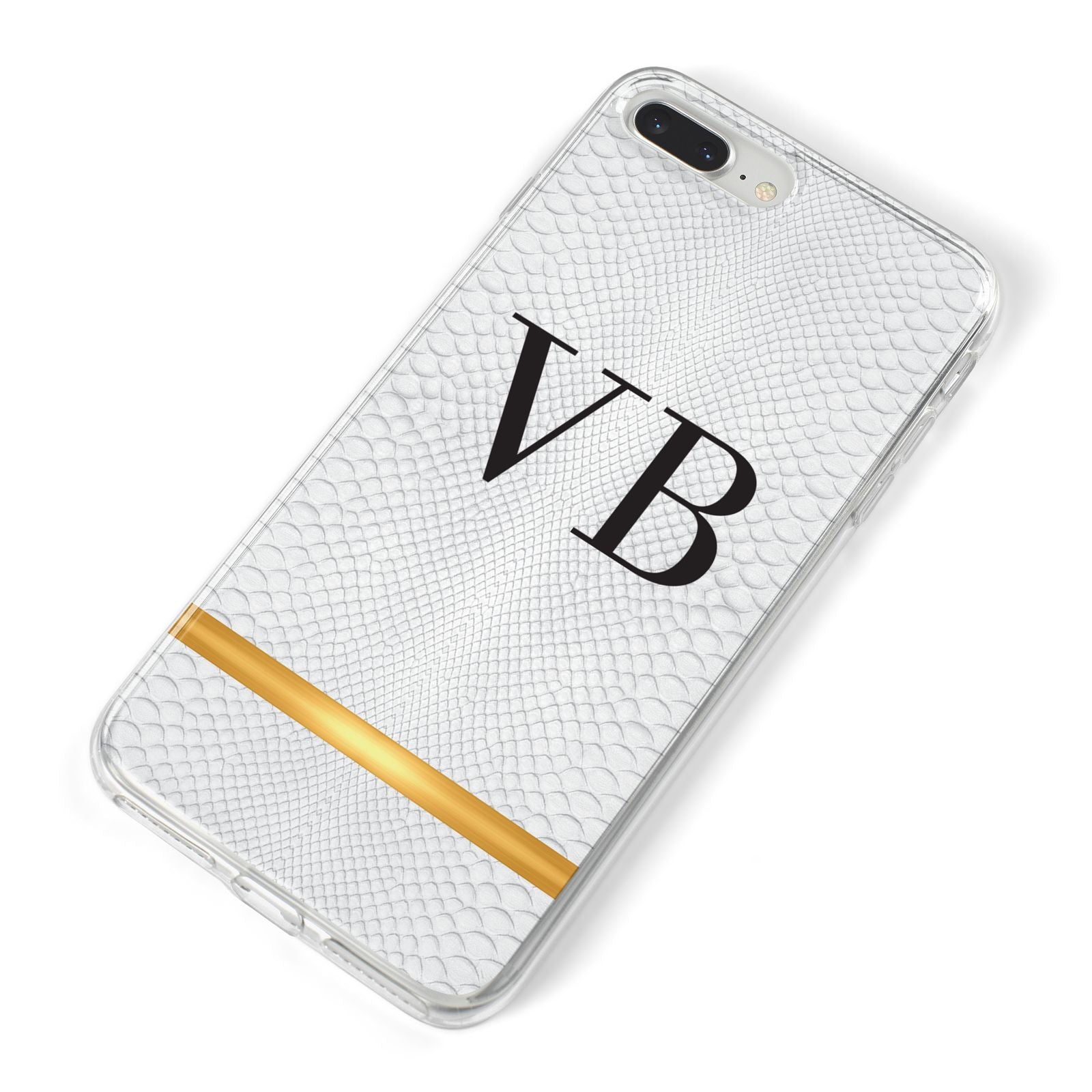 Personalised Faux Snakeskin Initials iPhone 8 Plus Bumper Case on Silver iPhone Alternative Image