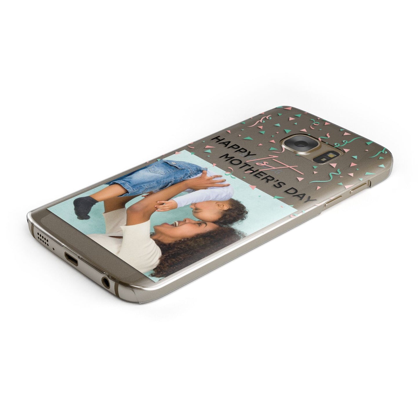 Personalised First Mothers Day Protective Samsung Galaxy Case Angled Image