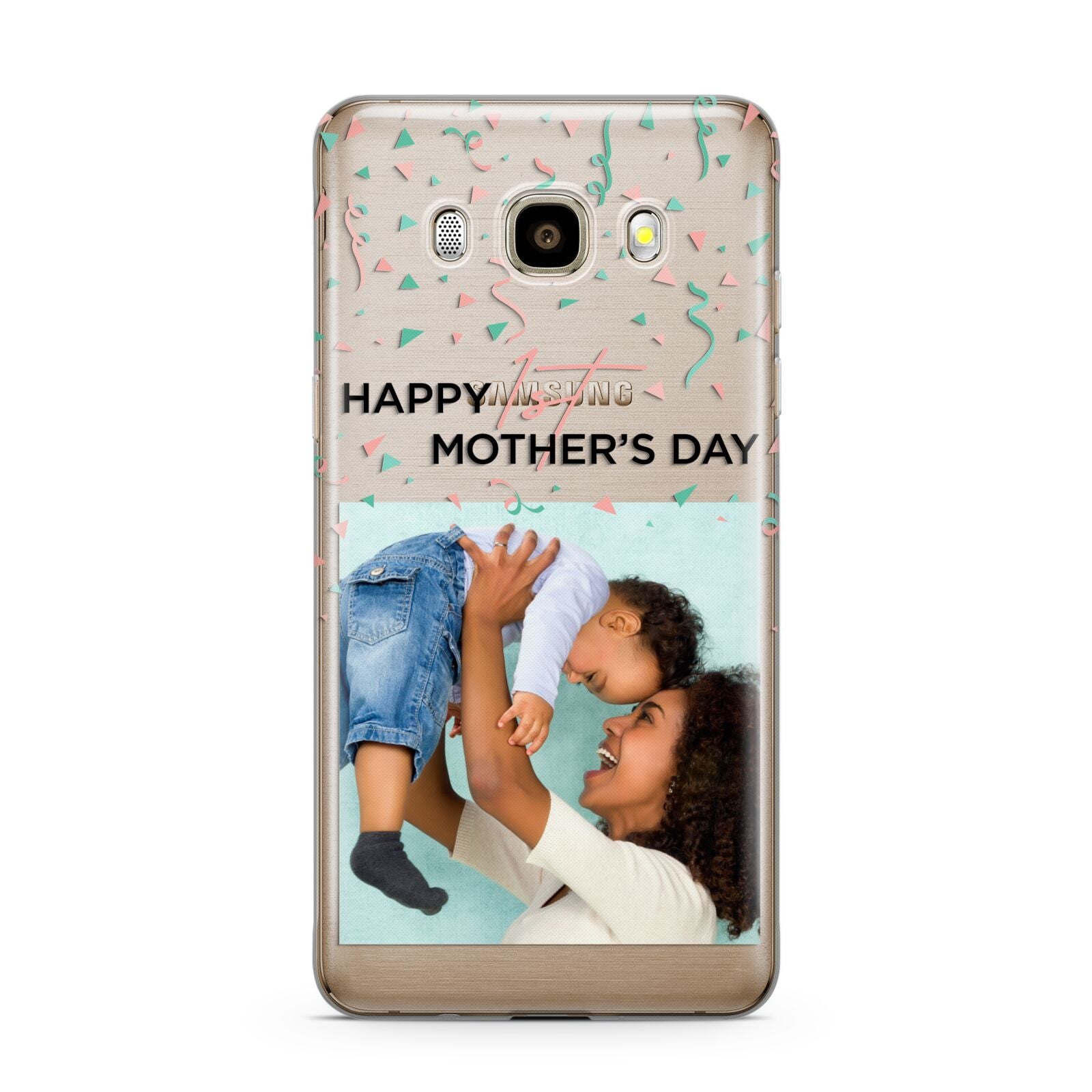 Personalised First Mothers Day Samsung Galaxy J7 2016 Case on gold phone