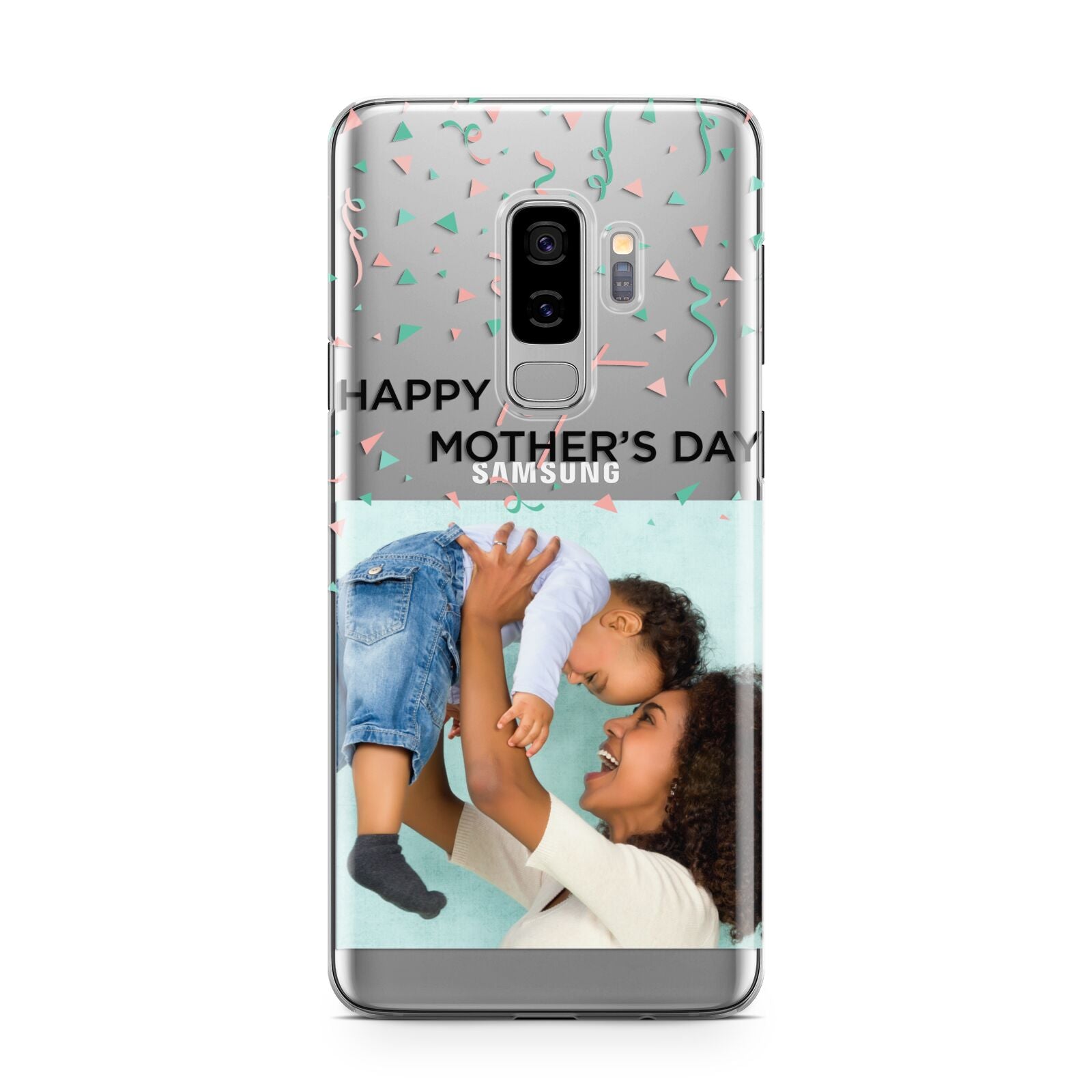 Personalised First Mothers Day Samsung Galaxy S9 Plus Case on Silver phone