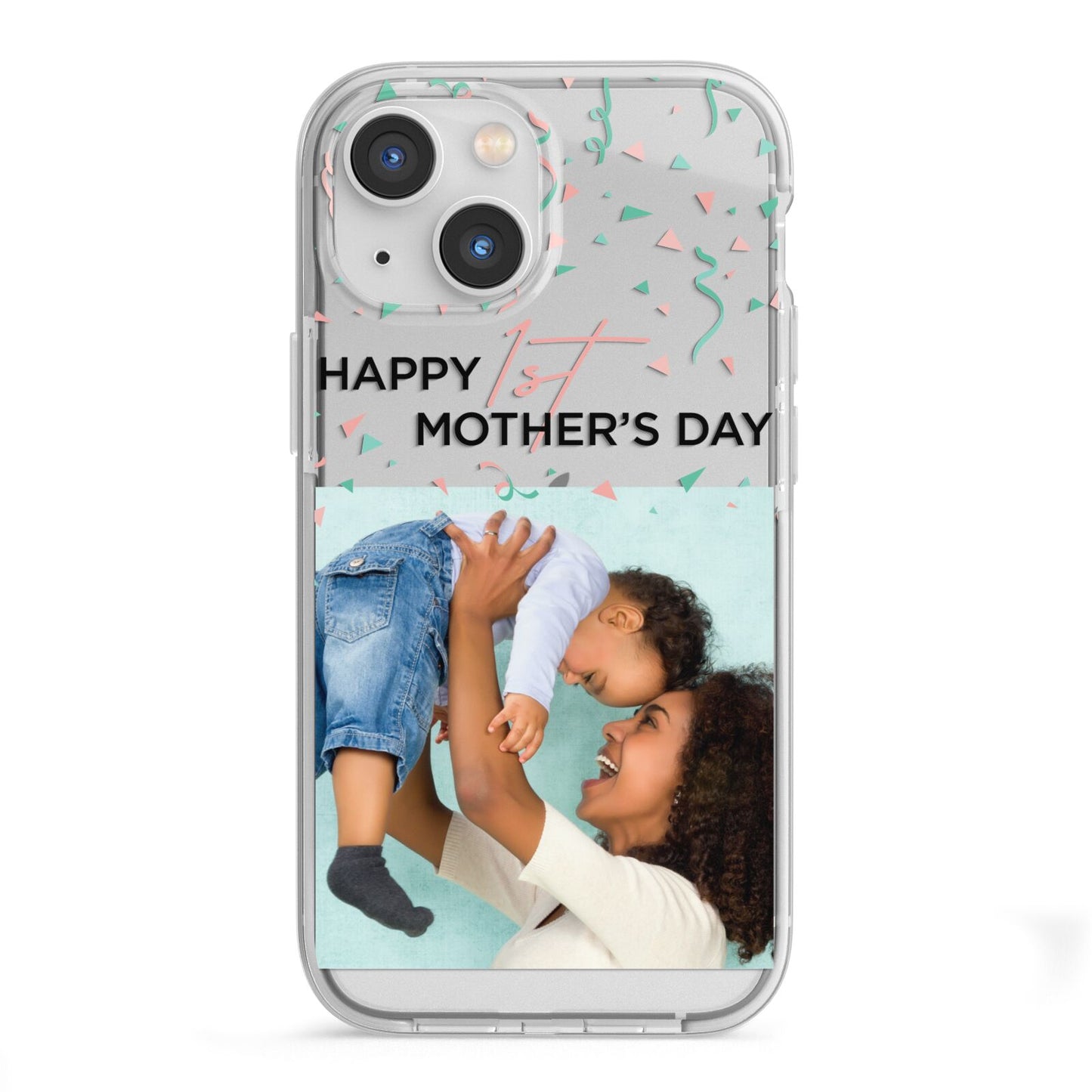 Personalised First Mothers Day iPhone 13 Mini TPU Impact Case with White Edges