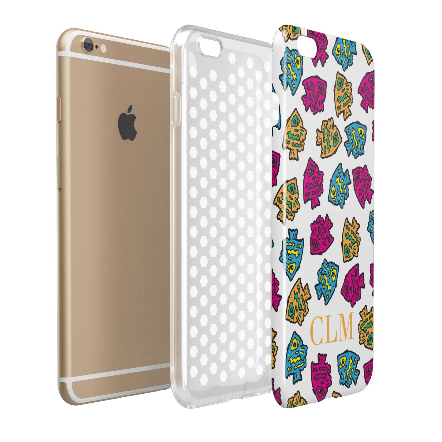 Personalised Fish Initials Clear Apple iPhone 6 Plus 3D Tough Case Expand Detail Image