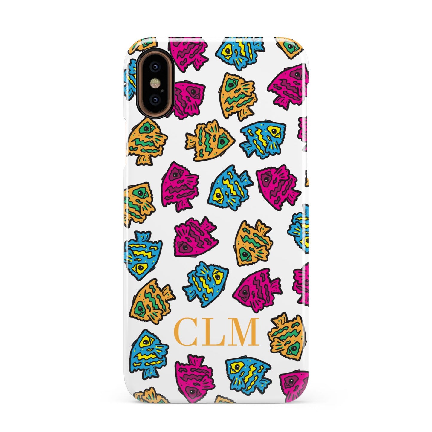 Personalised Fish Initials Clear Apple iPhone XS 3D Snap Case