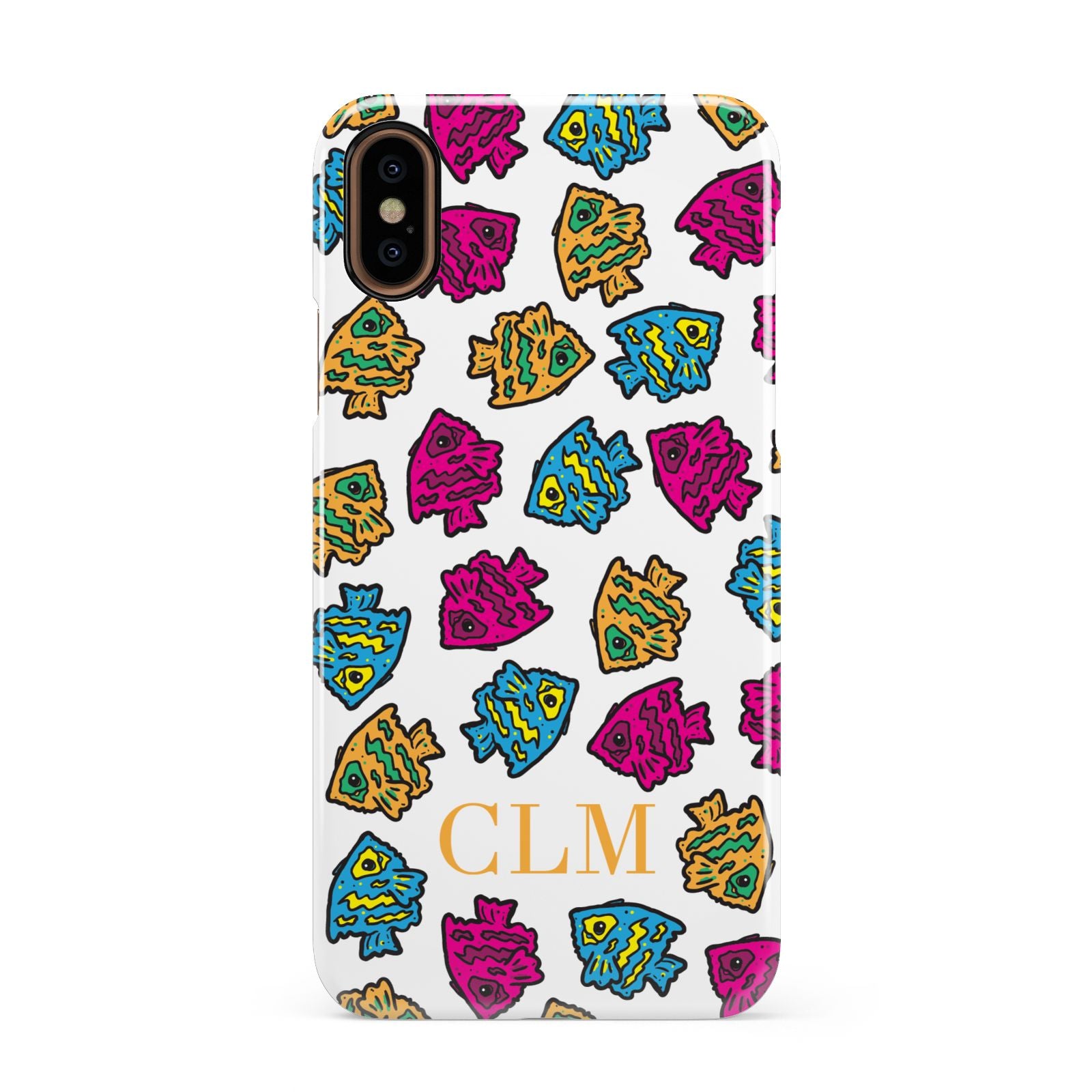 Personalised Fish Initials Clear Apple iPhone XS 3D Snap Case