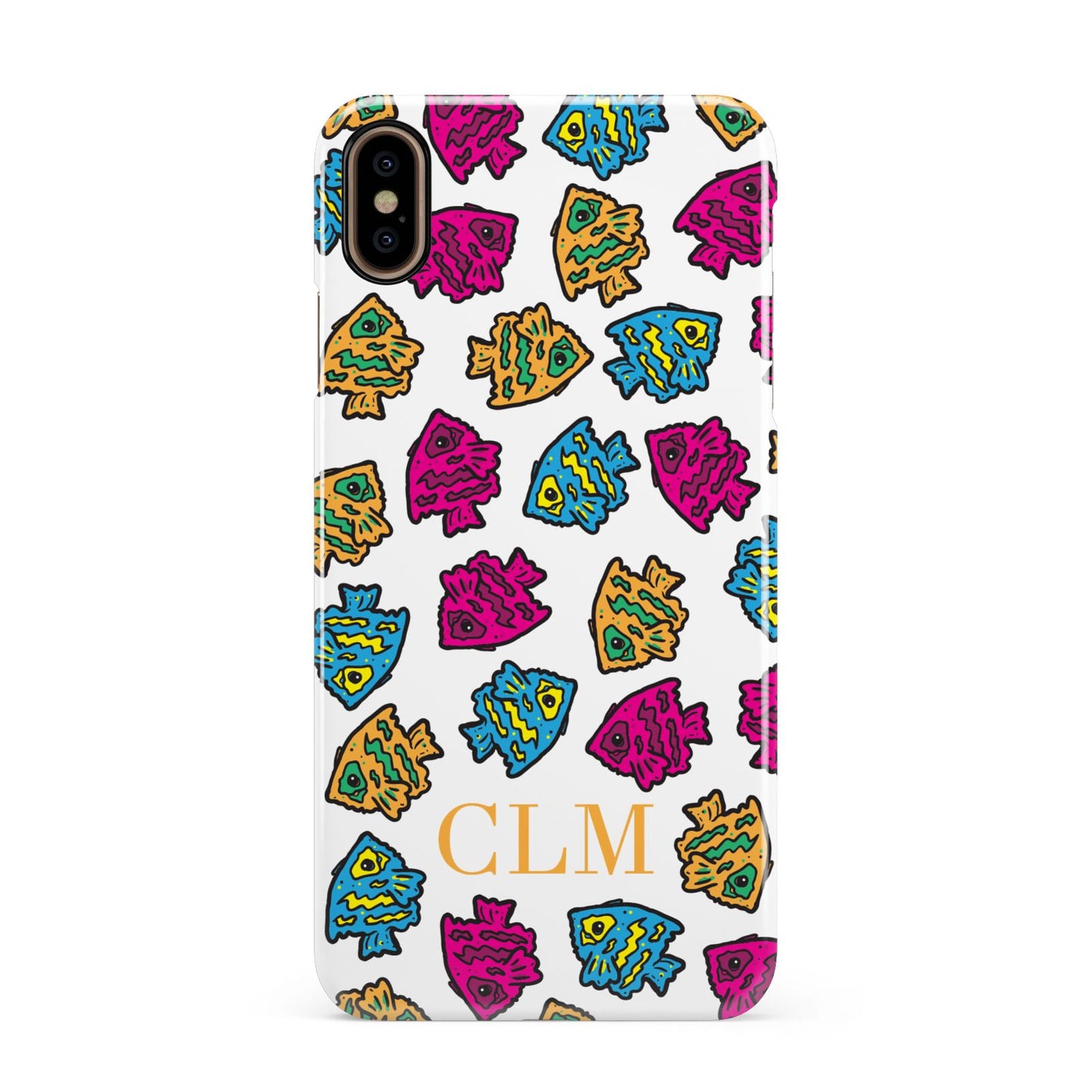 Personalised Fish Initials Clear Apple iPhone Xs Max 3D Snap Case