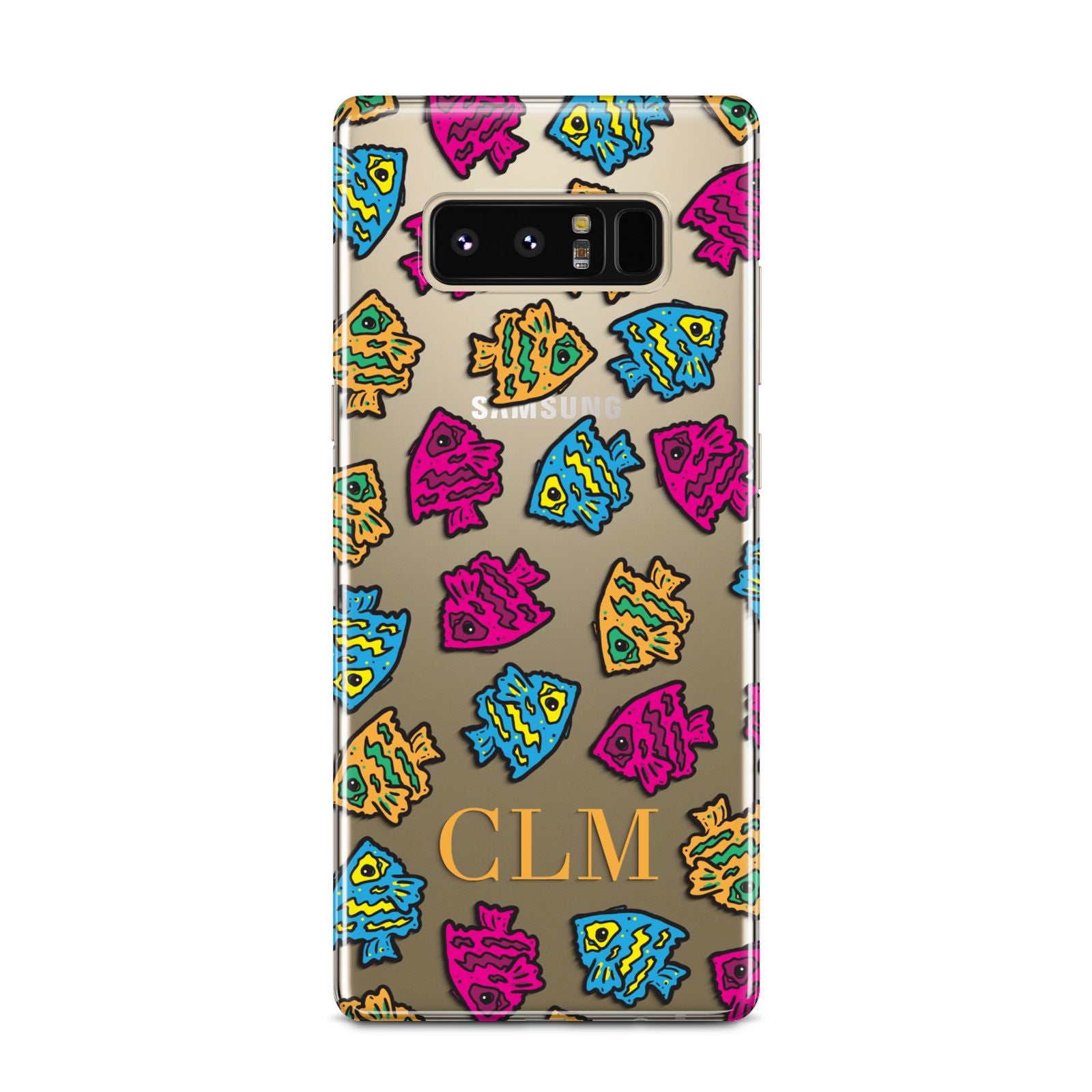 Personalised Fish Initials Clear Samsung Galaxy Note 8 Case