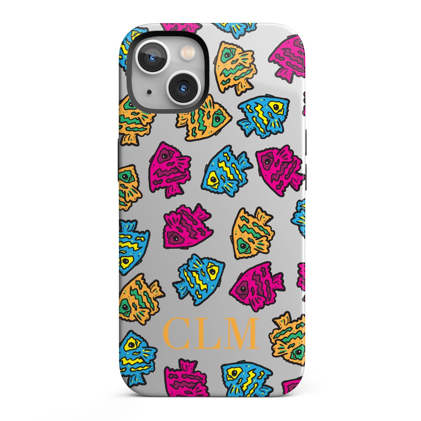 Personalised Fish Initials Clear iPhone 13 Full Wrap 3D Tough Case