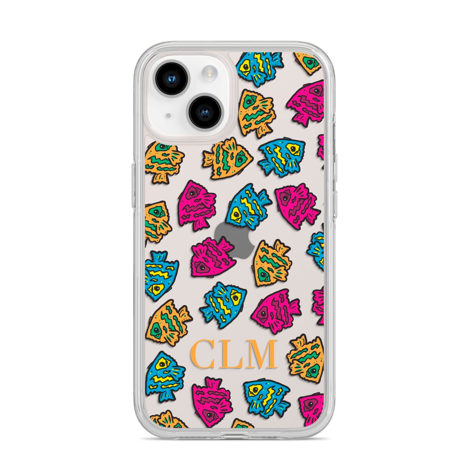 Personalised Fish Initials Clear iPhone 14 Clear Tough Case Starlight