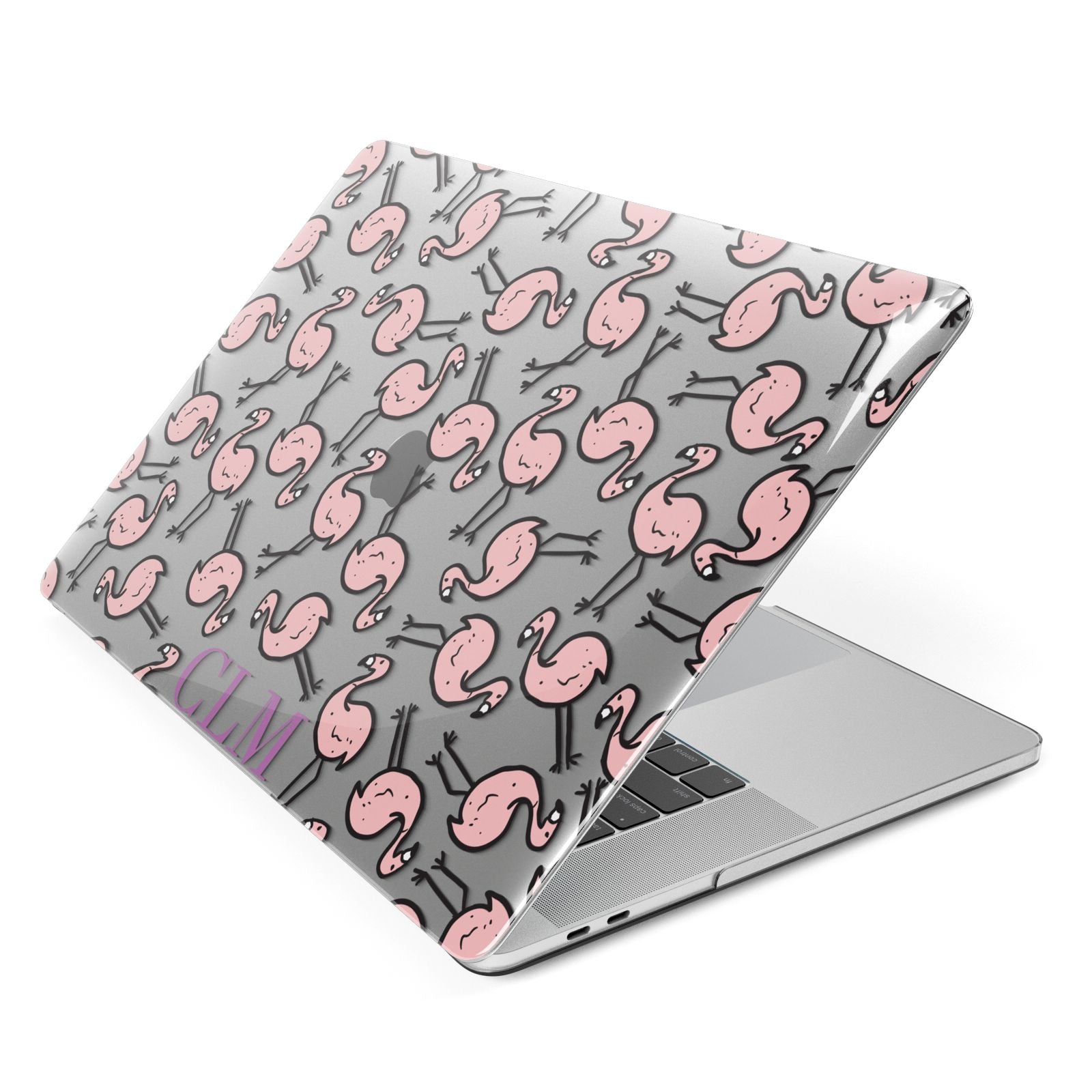 Personalised Flamingo Initials Clear Apple Macbook Case