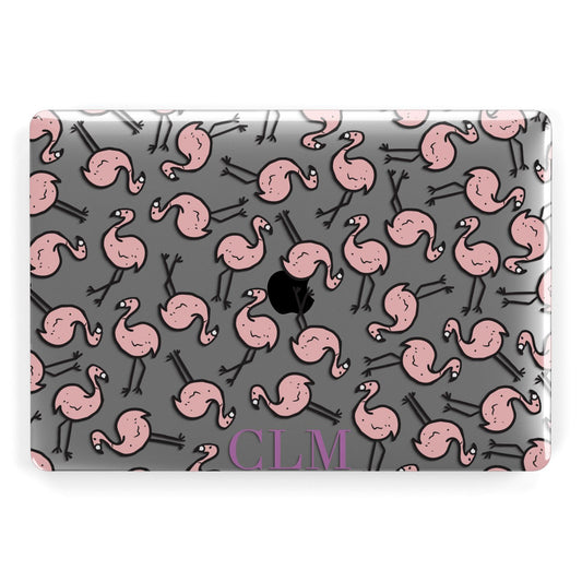 Personalised Flamingo Initials Clear Apple MacBook Case