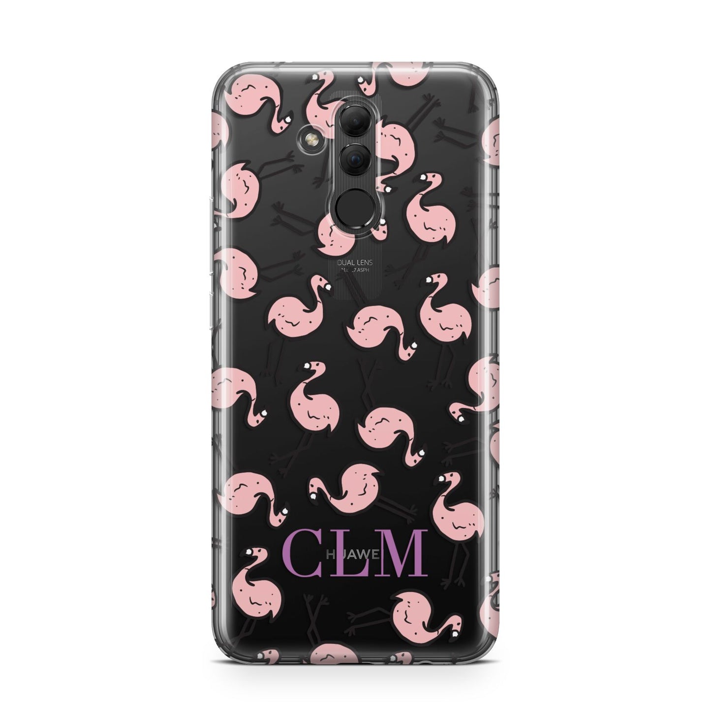 Personalised Flamingo Initials Clear Huawei Mate 20 Lite