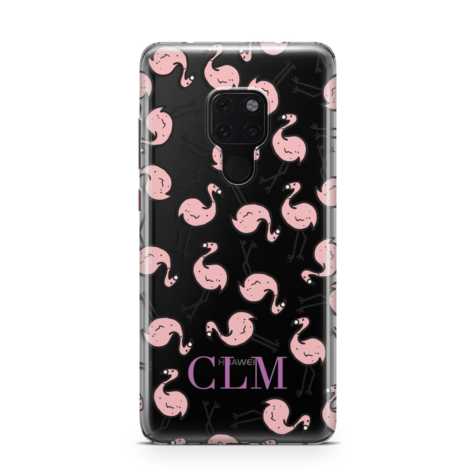 Personalised Flamingo Initials Clear Huawei Mate 20 Phone Case