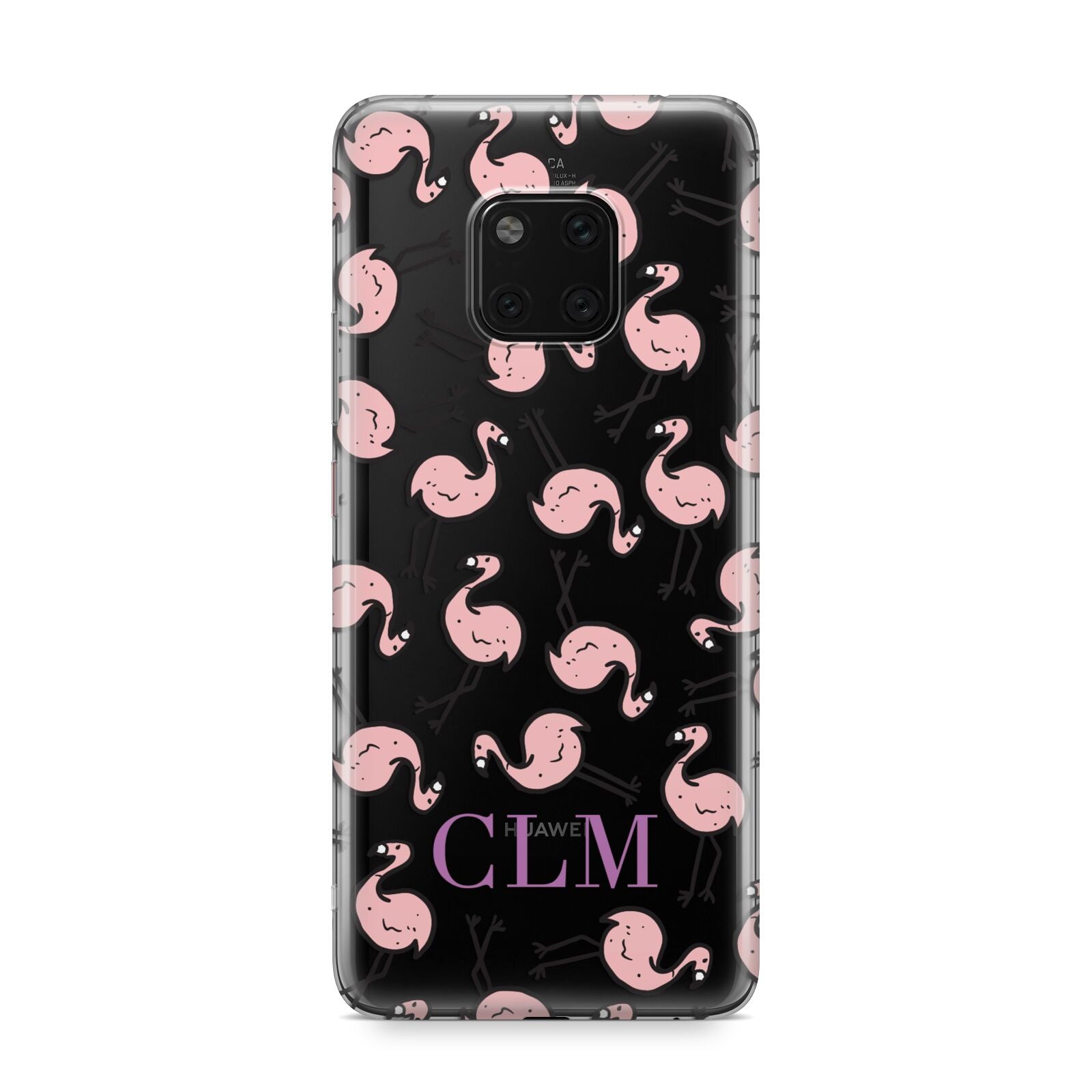 Personalised Flamingo Initials Clear Huawei Mate 20 Pro Phone Case