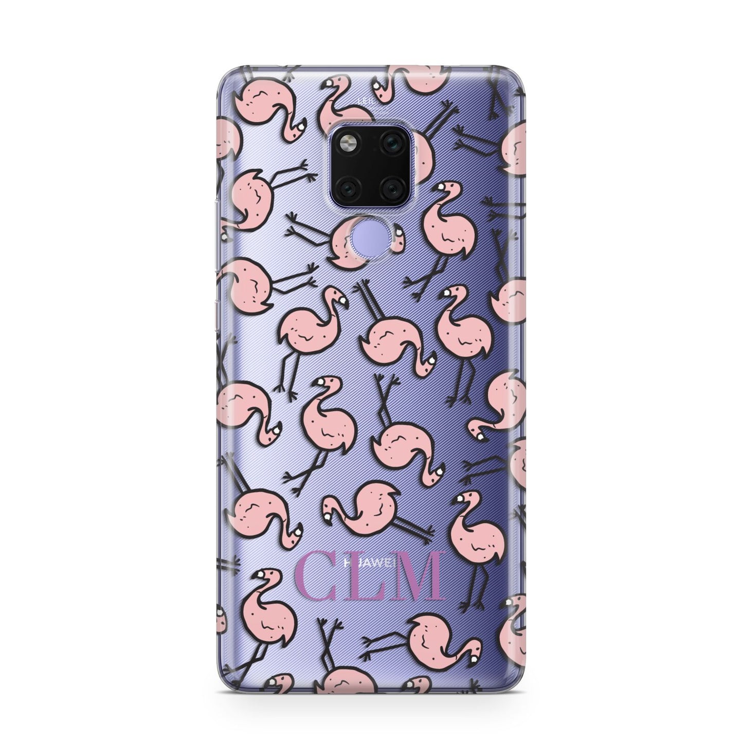 Personalised Flamingo Initials Clear Huawei Mate 20X Phone Case