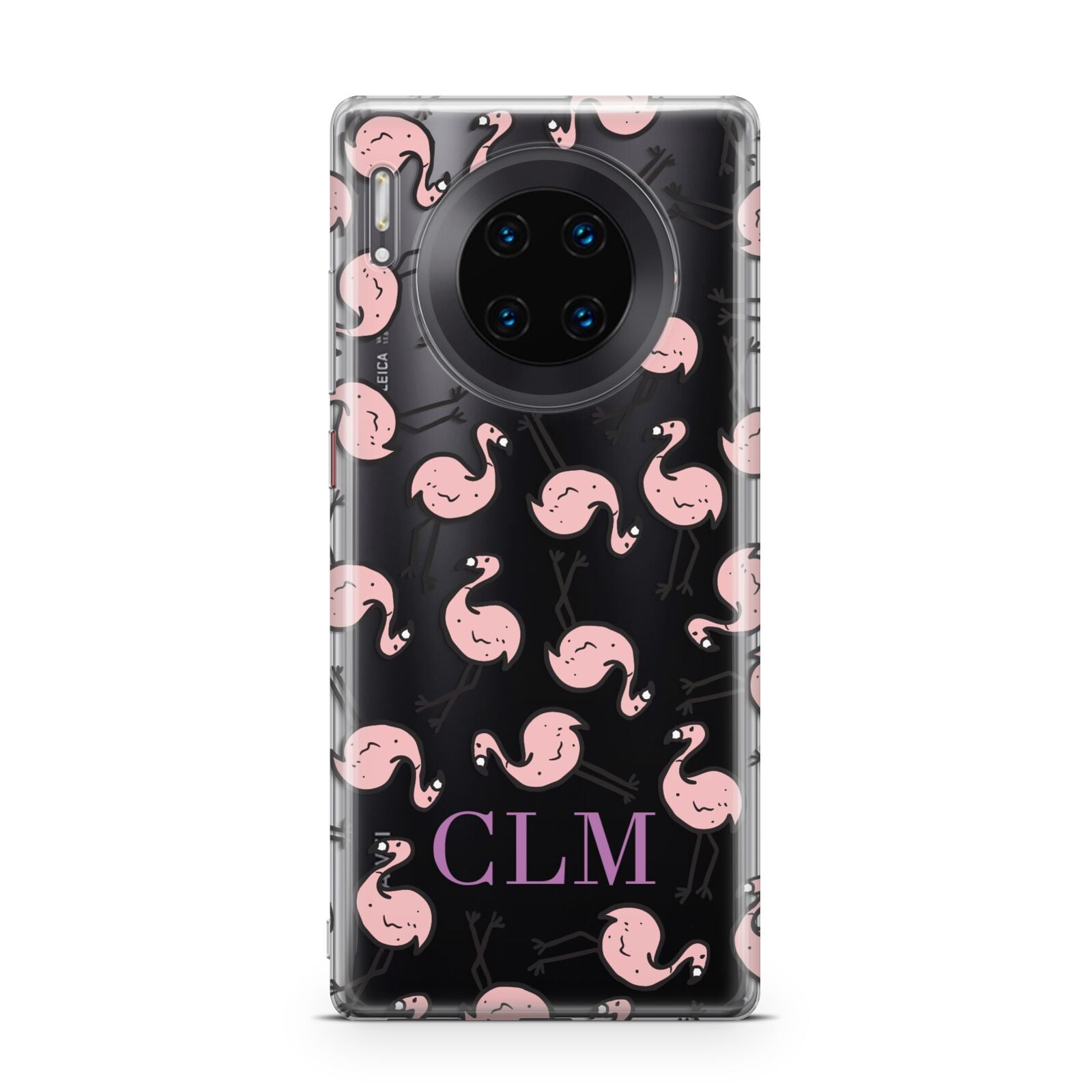 Personalised Flamingo Initials Clear Huawei Mate 30 Pro Phone Case