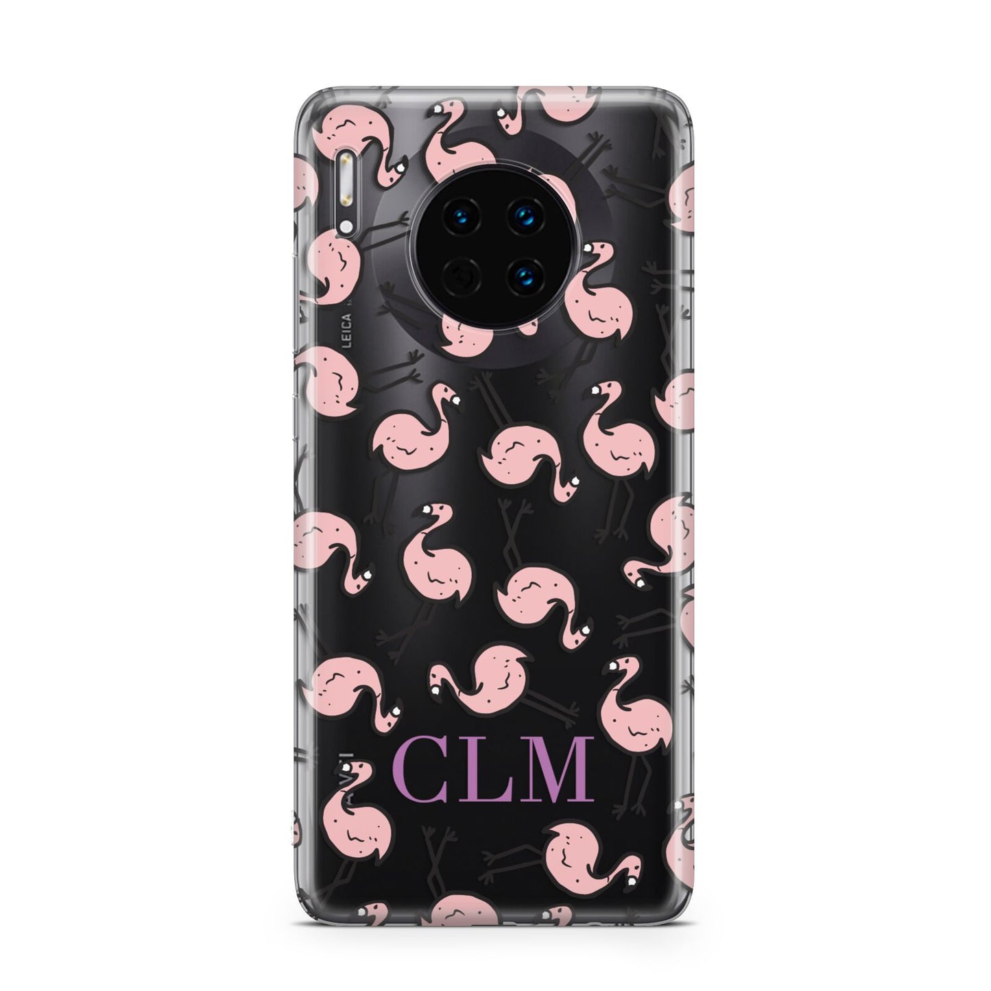 Personalised Flamingo Initials Clear Huawei Mate 30