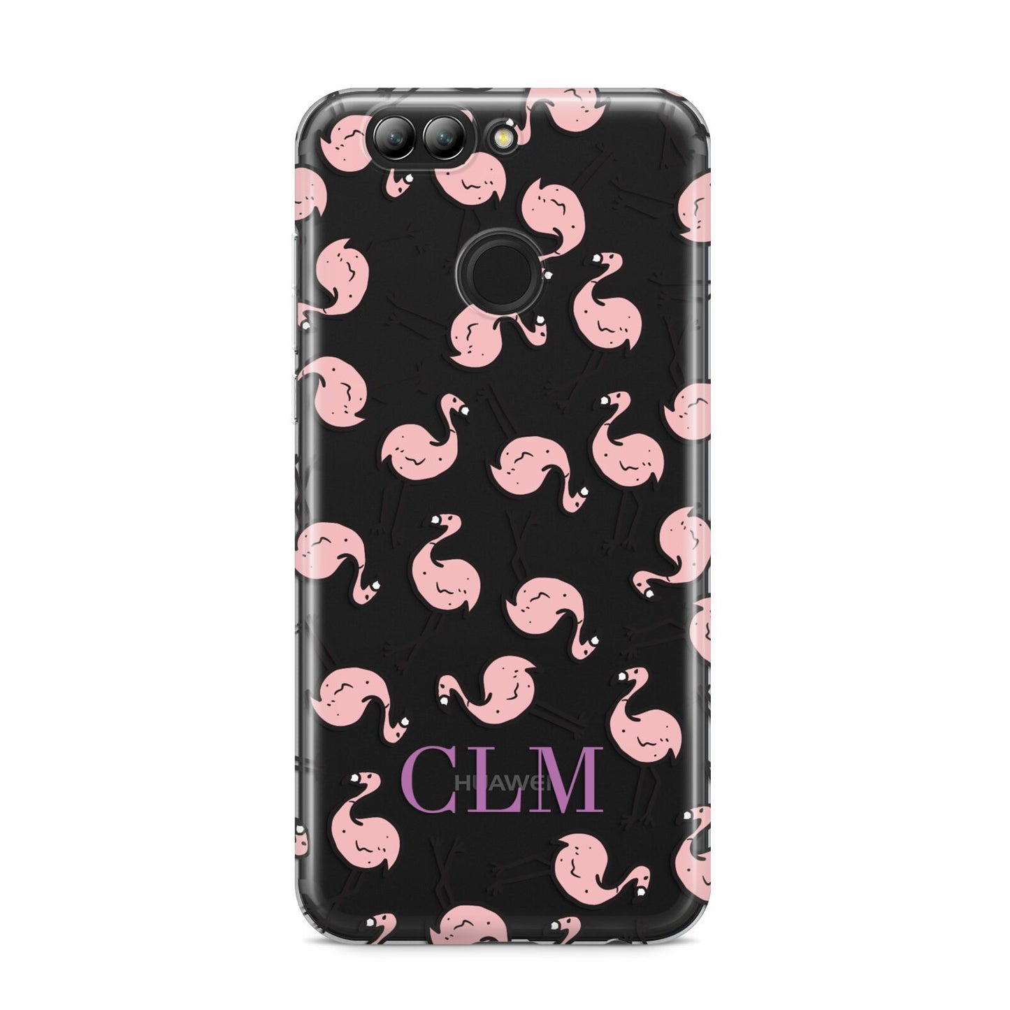 Personalised Flamingo Initials Clear Huawei Nova 2s Phone Case