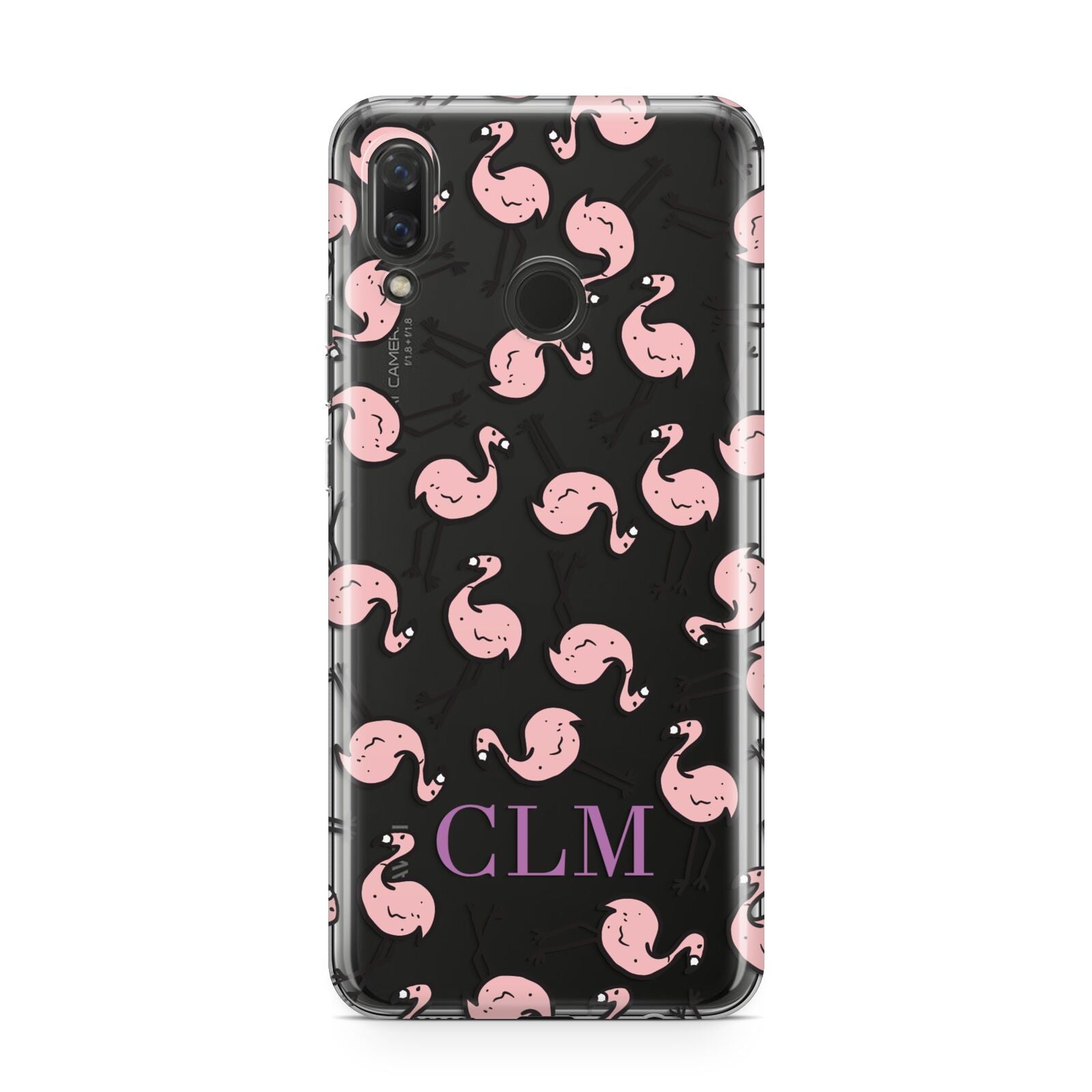 Personalised Flamingo Initials Clear Huawei Nova 3 Phone Case