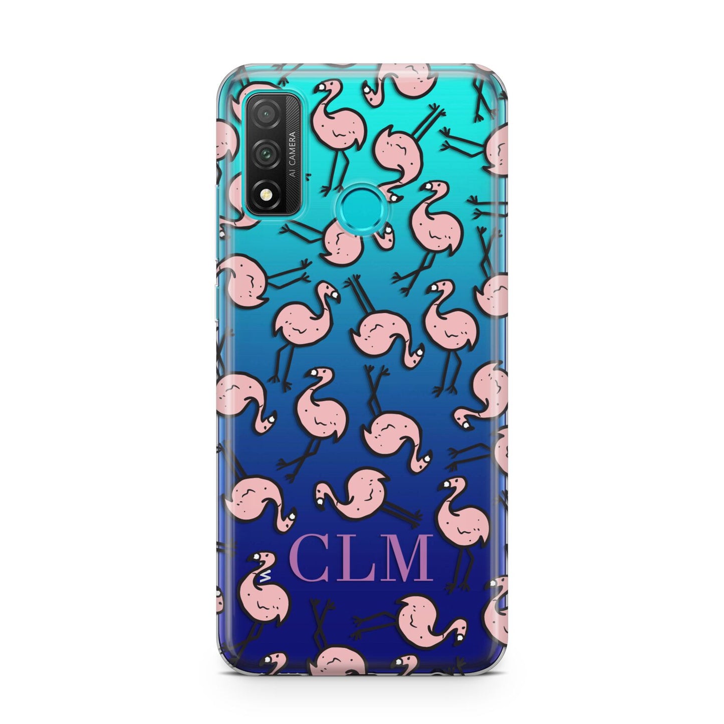 Personalised Flamingo Initials Clear Huawei P Smart 2020