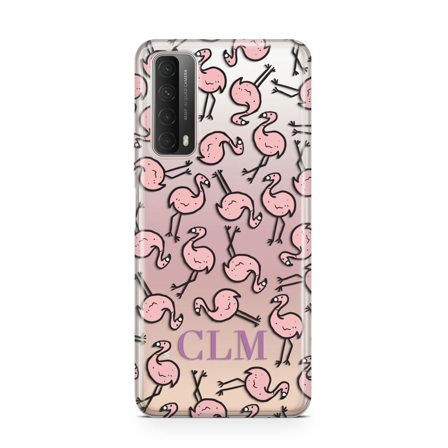 Personalised Flamingo Initials Clear Huawei P Smart 2021