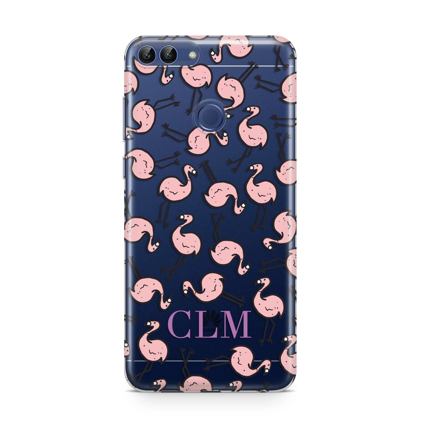 Personalised Flamingo Initials Clear Huawei P Smart Case