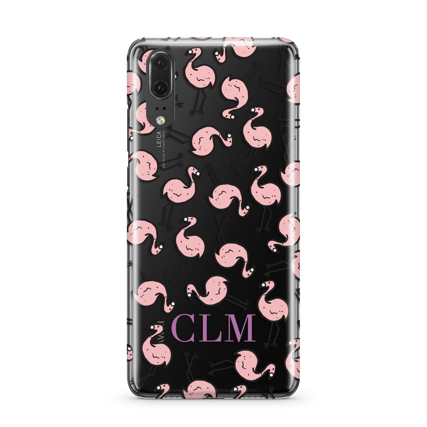 Personalised Flamingo Initials Clear Huawei P20 Phone Case