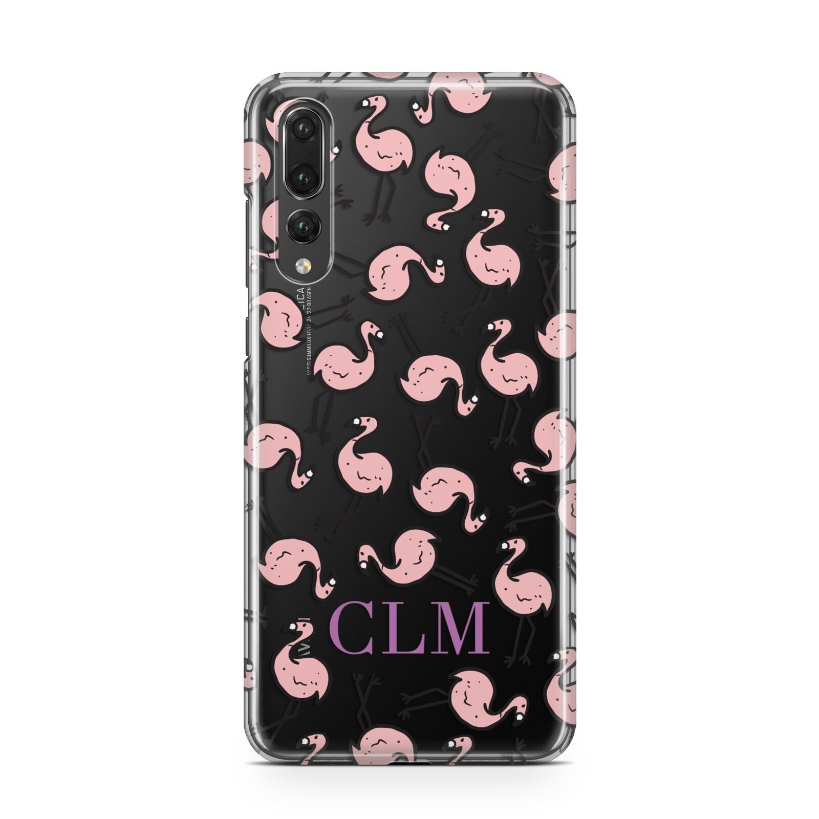 Personalised Flamingo Initials Clear Huawei P20 Pro Phone Case