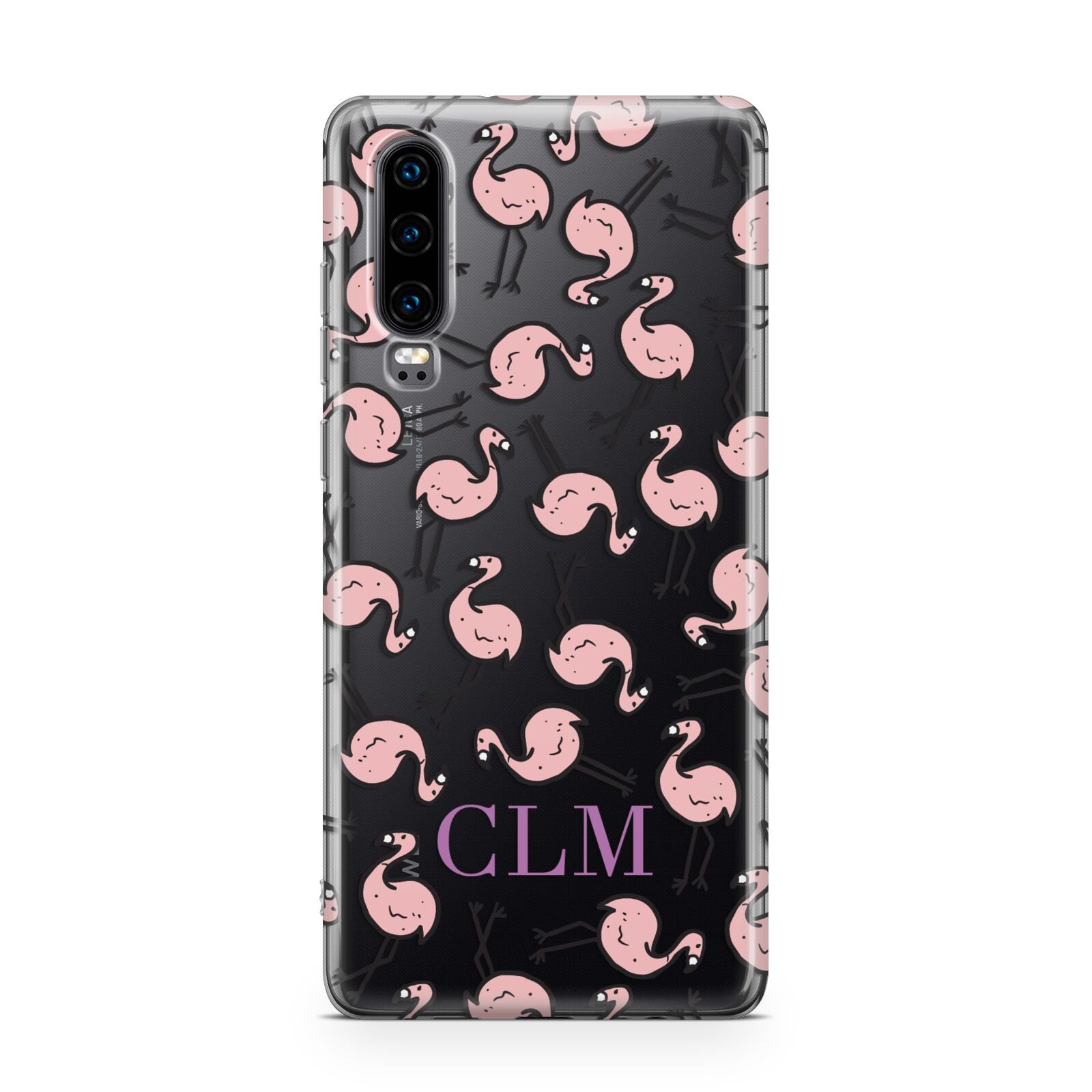 Personalised Flamingo Initials Clear Huawei P30 Phone Case