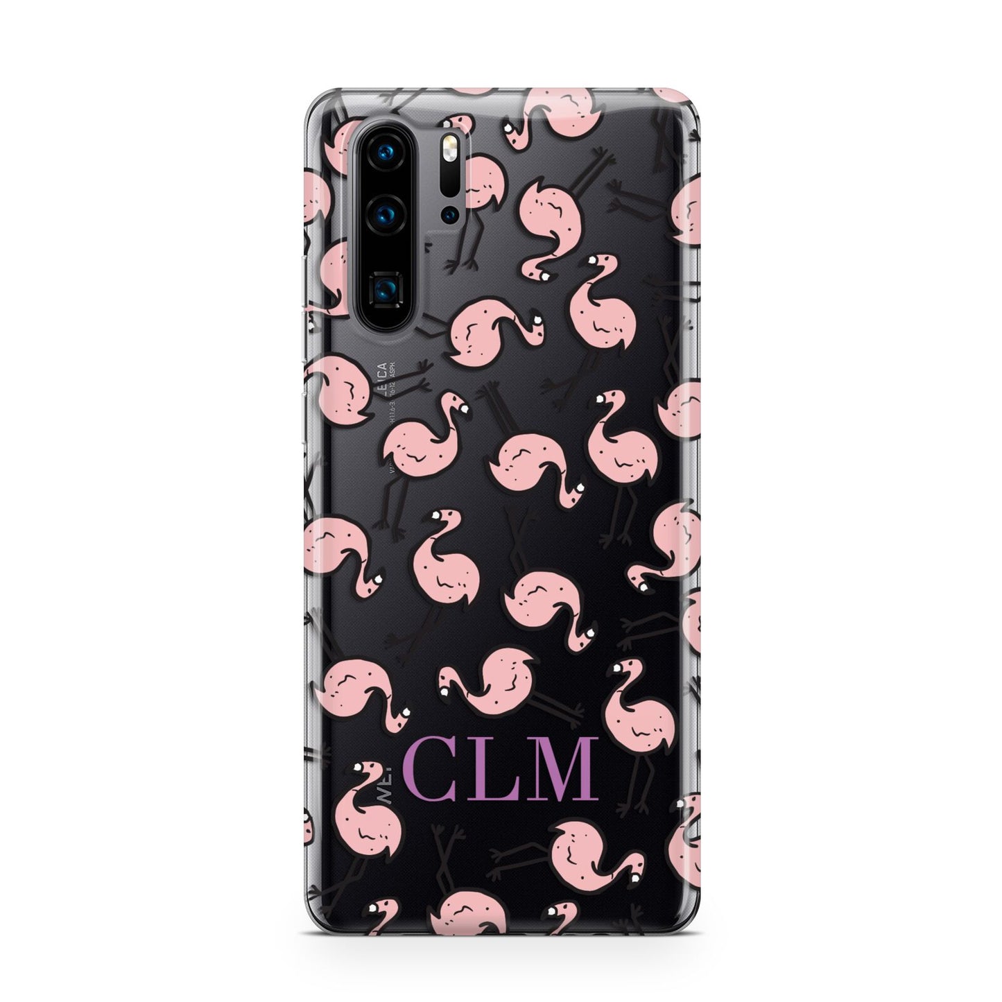 Personalised Flamingo Initials Clear Huawei P30 Pro Phone Case