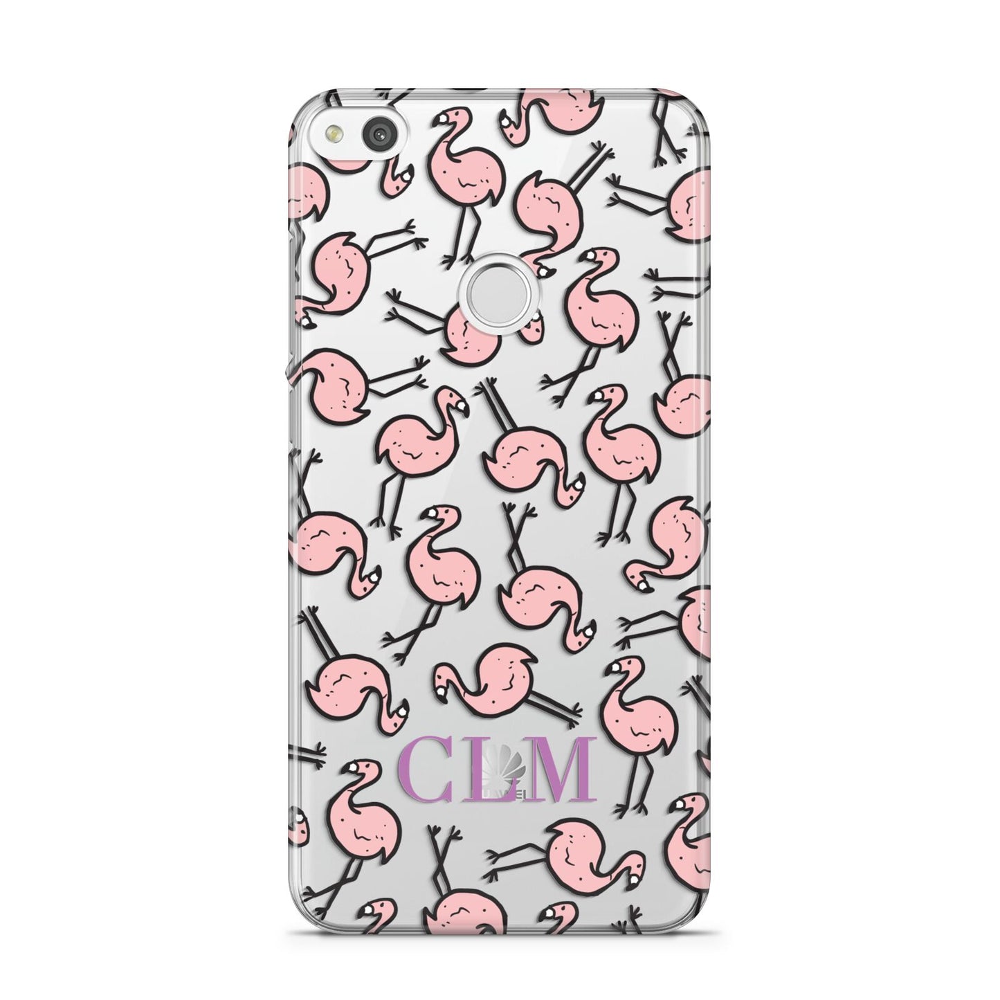 Personalised Flamingo Initials Clear Huawei P8 Lite Case