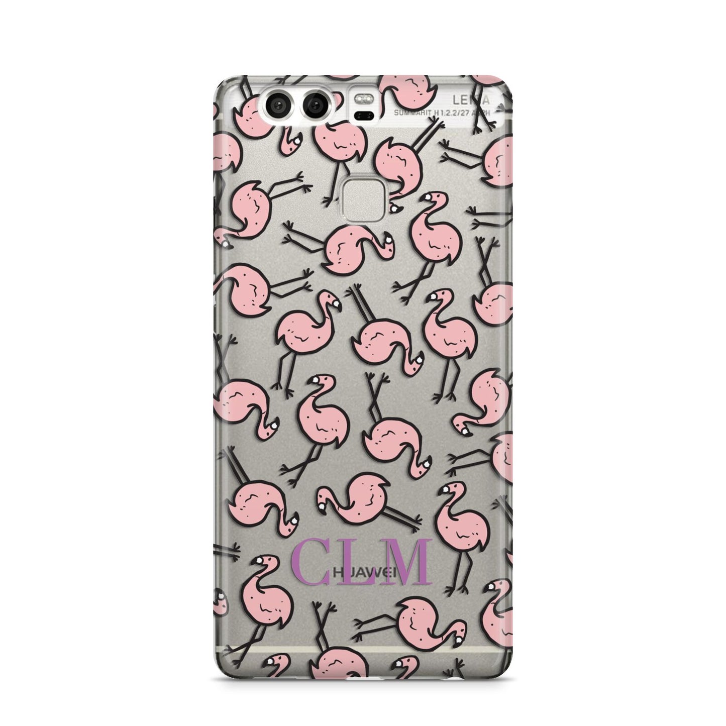 Personalised Flamingo Initials Clear Huawei P9 Case