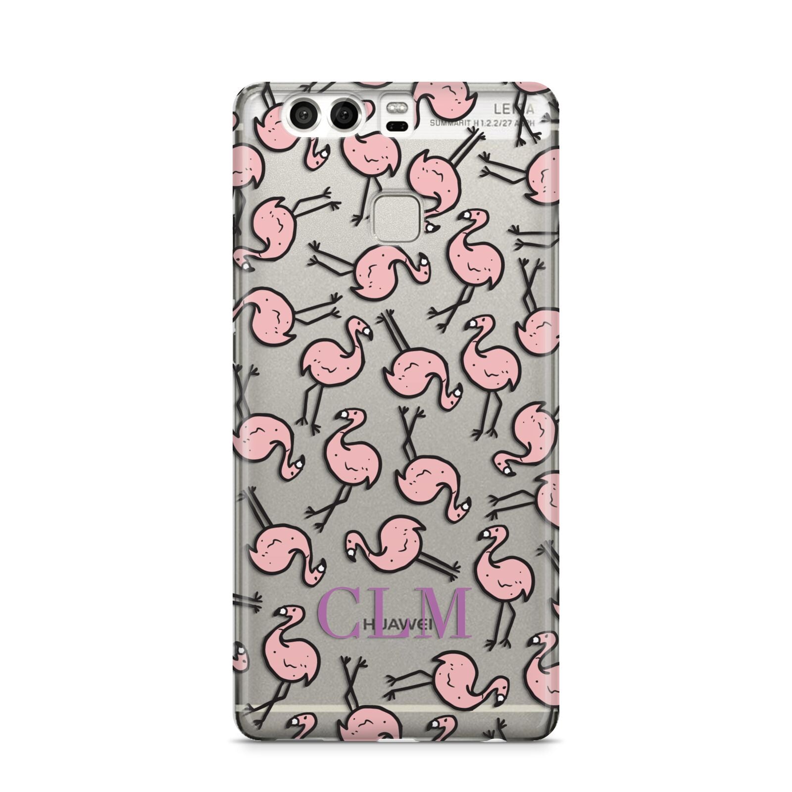 Personalised Flamingo Initials Clear Huawei P9 Case