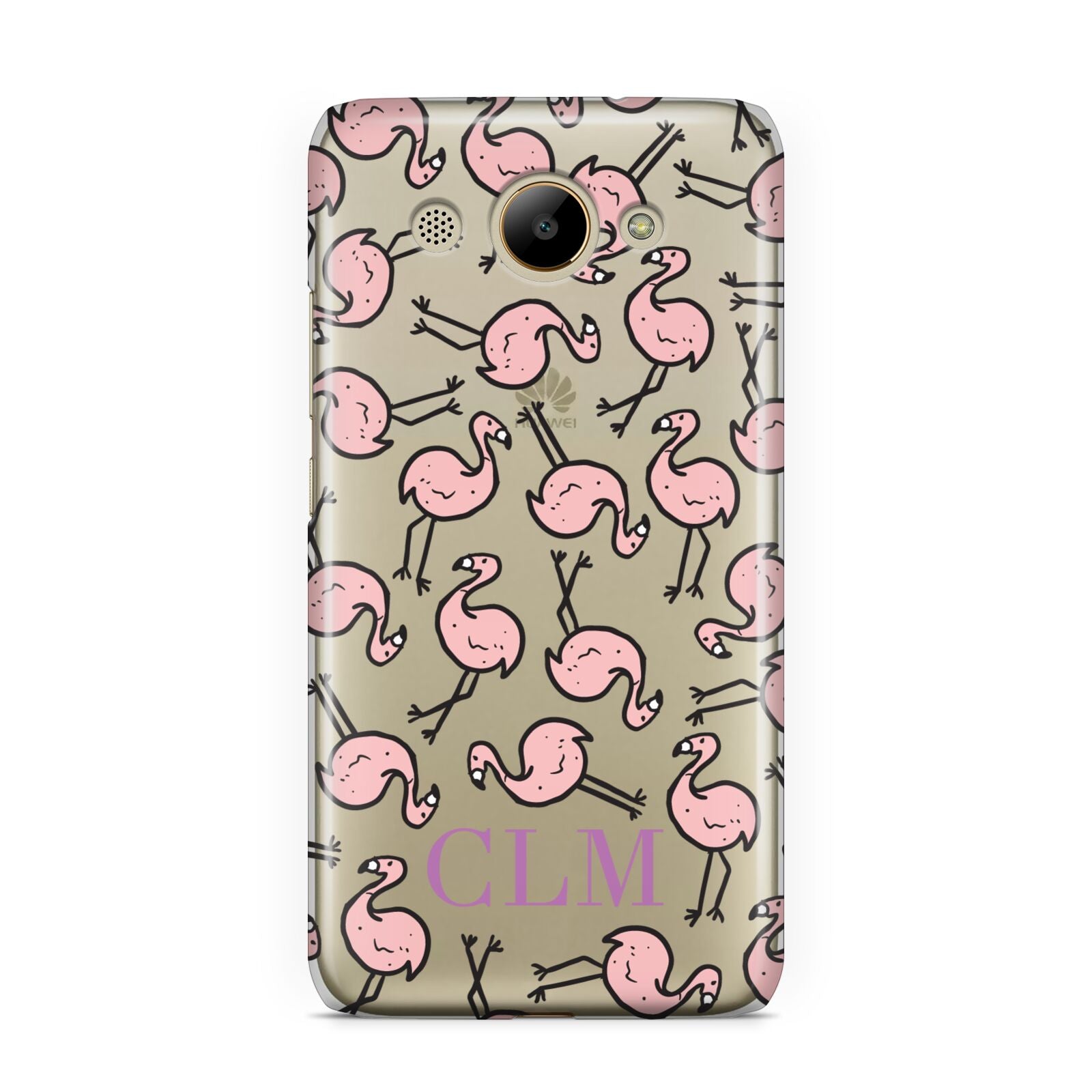 Personalised Flamingo Initials Clear Huawei Y3 2017