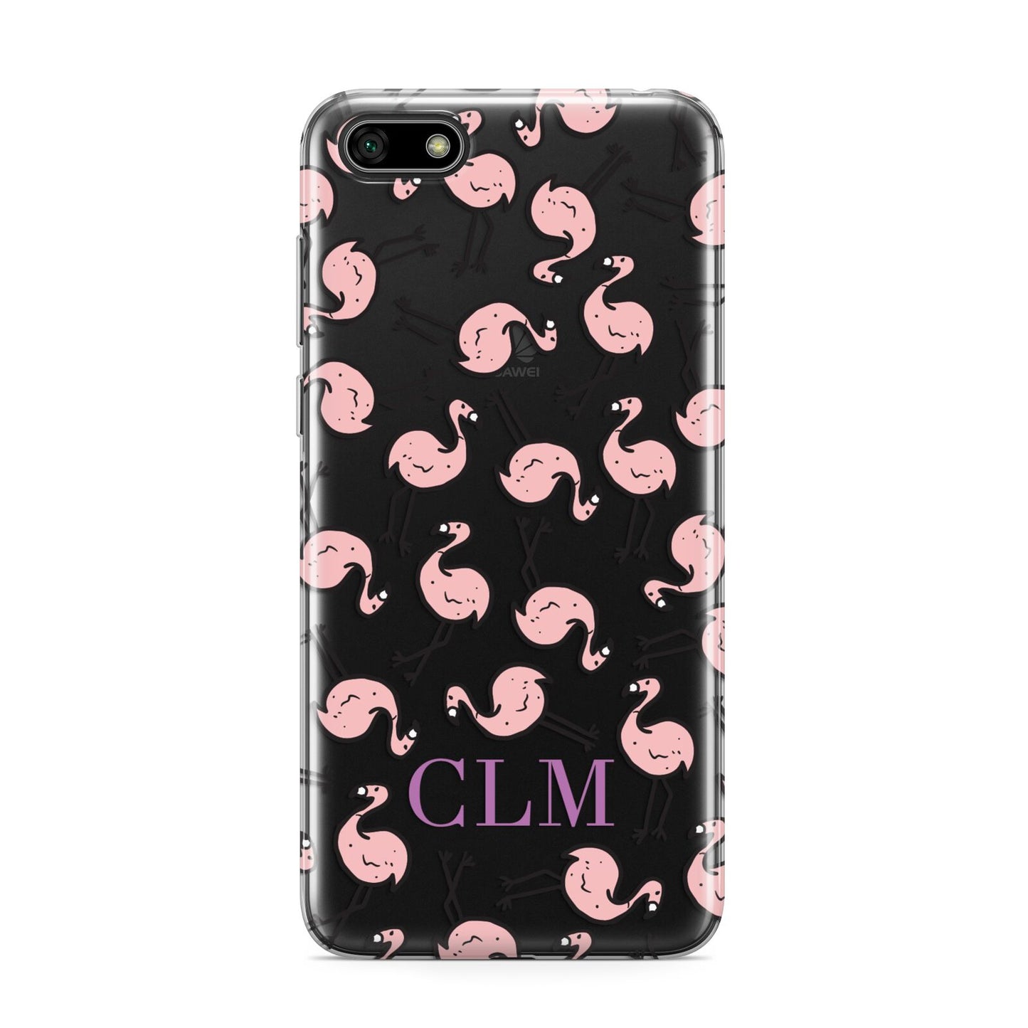 Personalised Flamingo Initials Clear Huawei Y5 Prime 2018 Phone Case