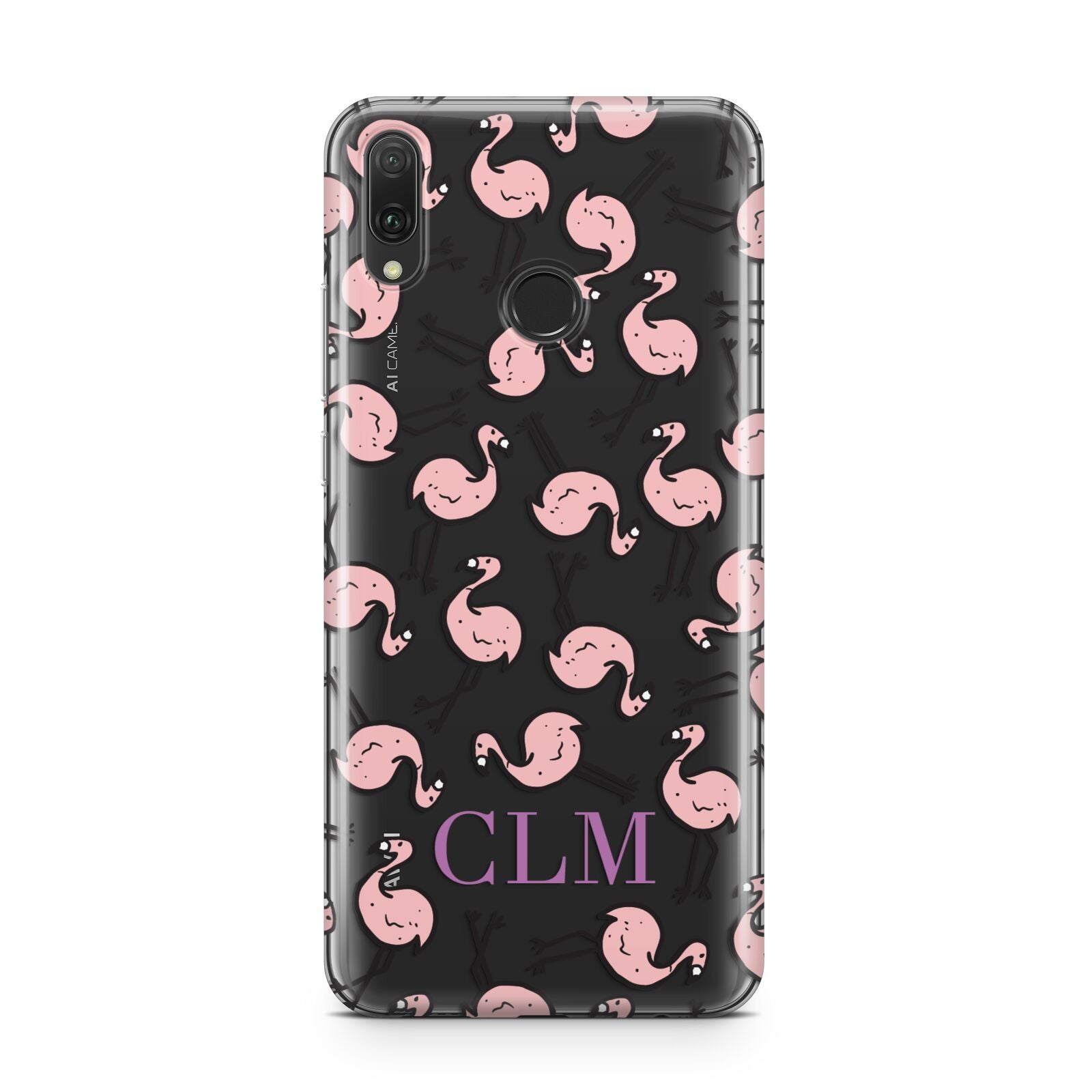 Personalised Flamingo Initials Clear Huawei Y9 2019